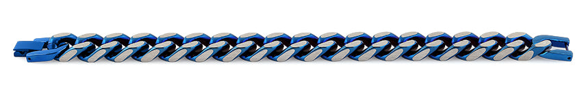 Stainless Steel Curb Chain IP Blue Link Bracelet for Men & Women - Trendy Adjustable Unisex Jewelry for Casual Wear, Parties & Gifts