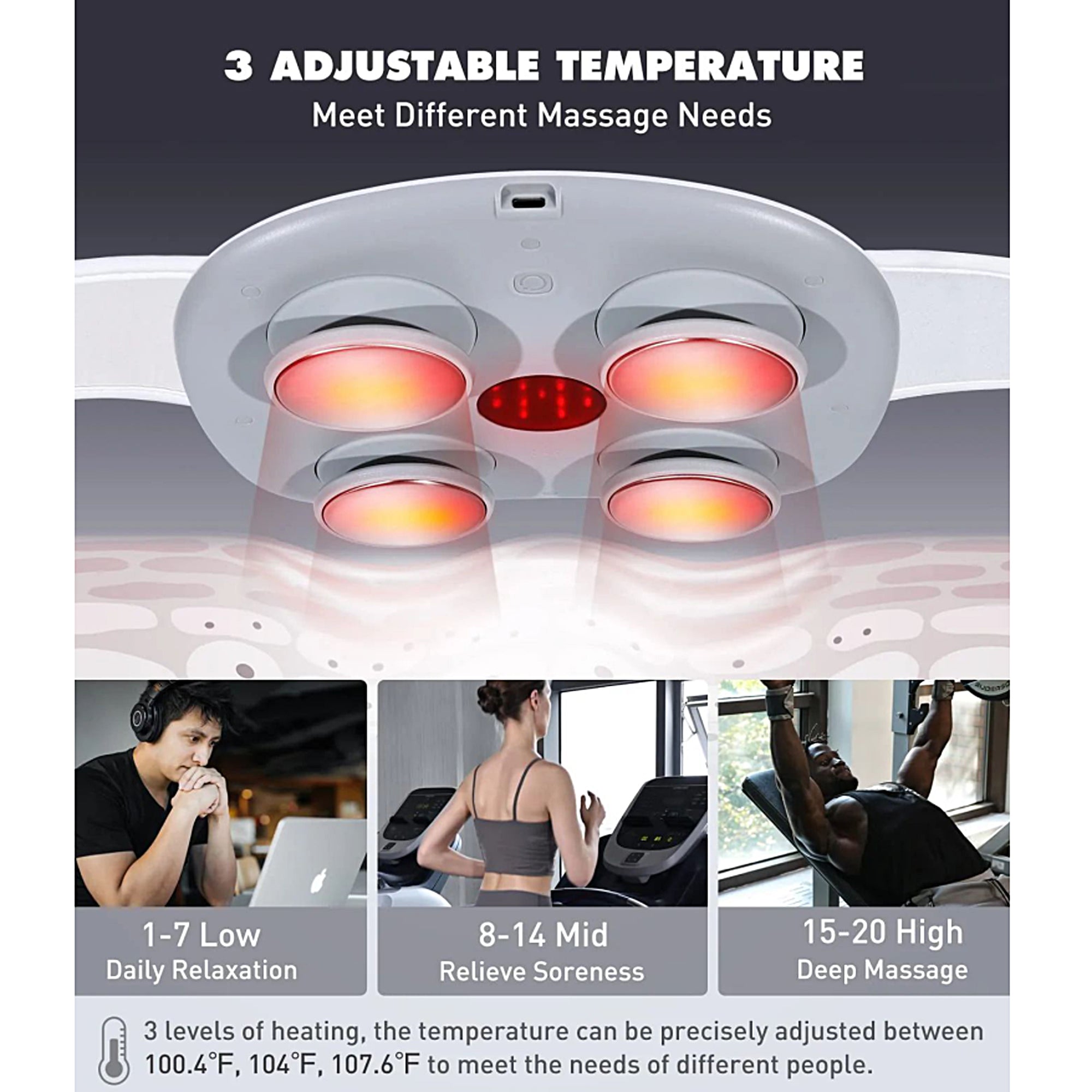 4-in-1 Medical Back Pain Relief Belt with Adjustable Support & Voice Command - Ideal for Office Work, Driving & Post-Surgery Recovery