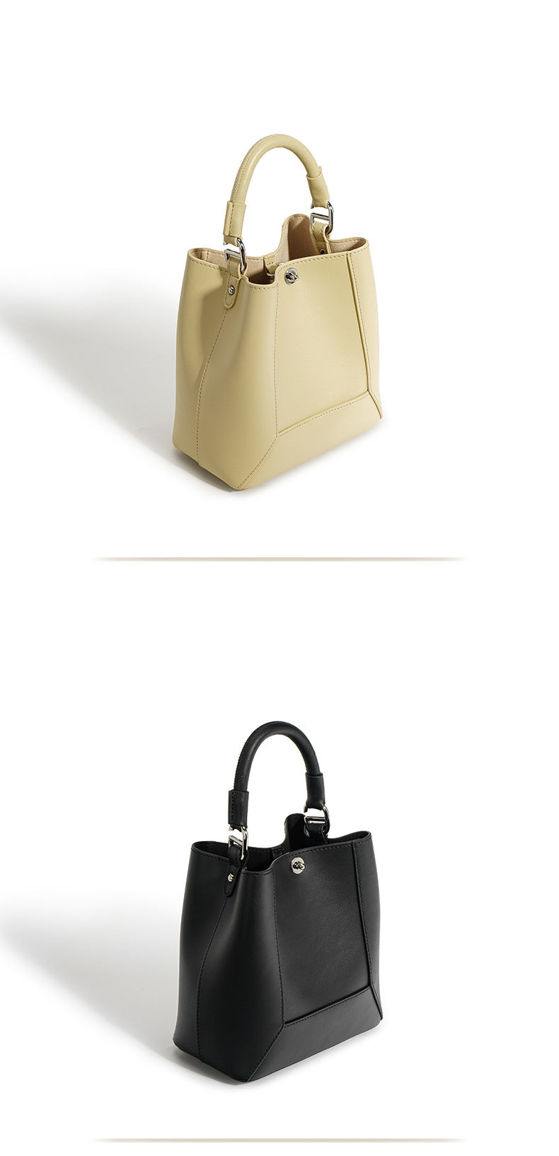 Genuine Leather Tote Bag for Women - Stylish Shoulder Bag & Crossbody Purse with Detachable Strap - Versatile Bucket Bag for Work, Travel & Everyday Use