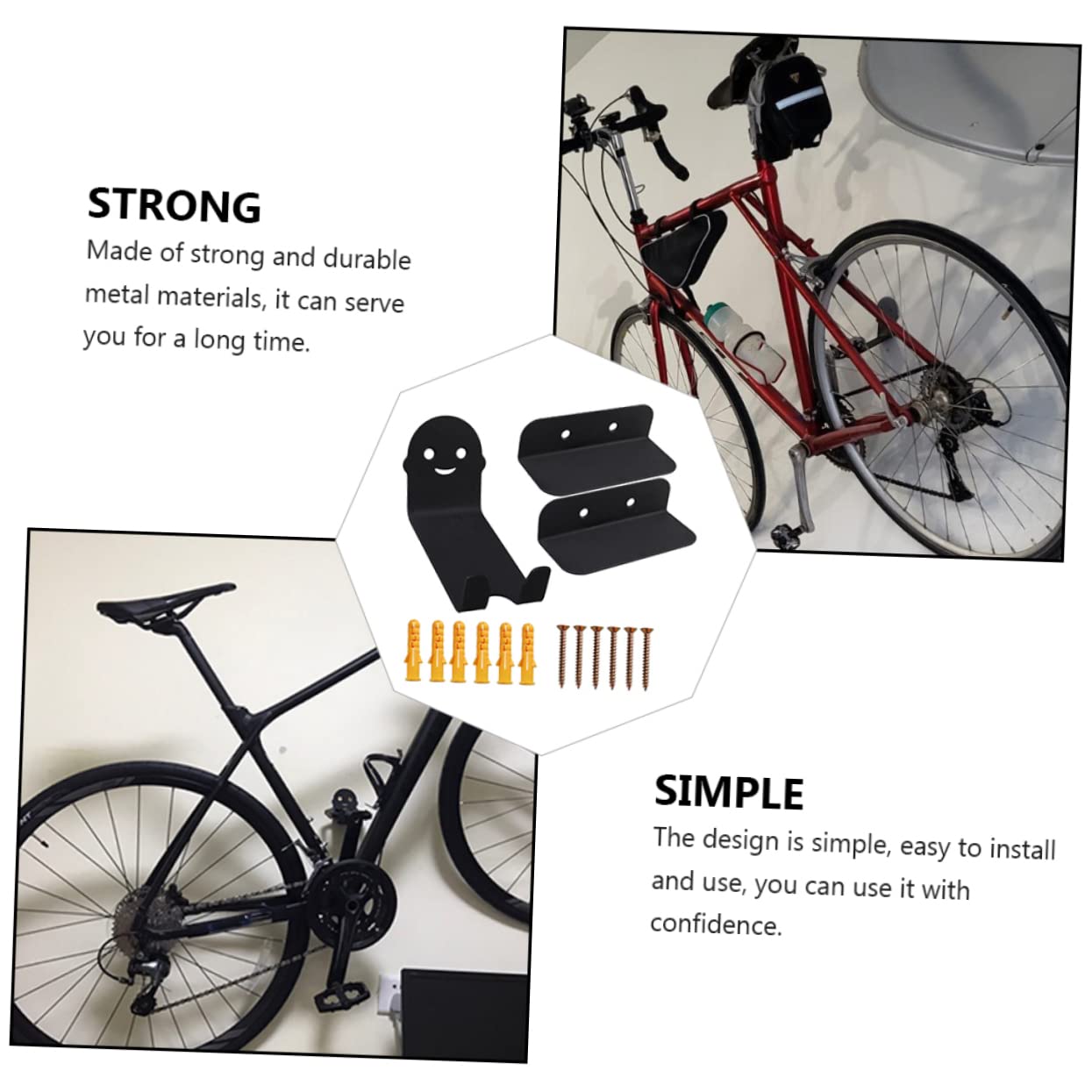 WHAMVOX Garage Bike Rack - Heavy Duty Wall Mounted Bicycle Storage Hanger for Easy Installation | Perfect for Home, Garage, and Apartment Bike Organization
