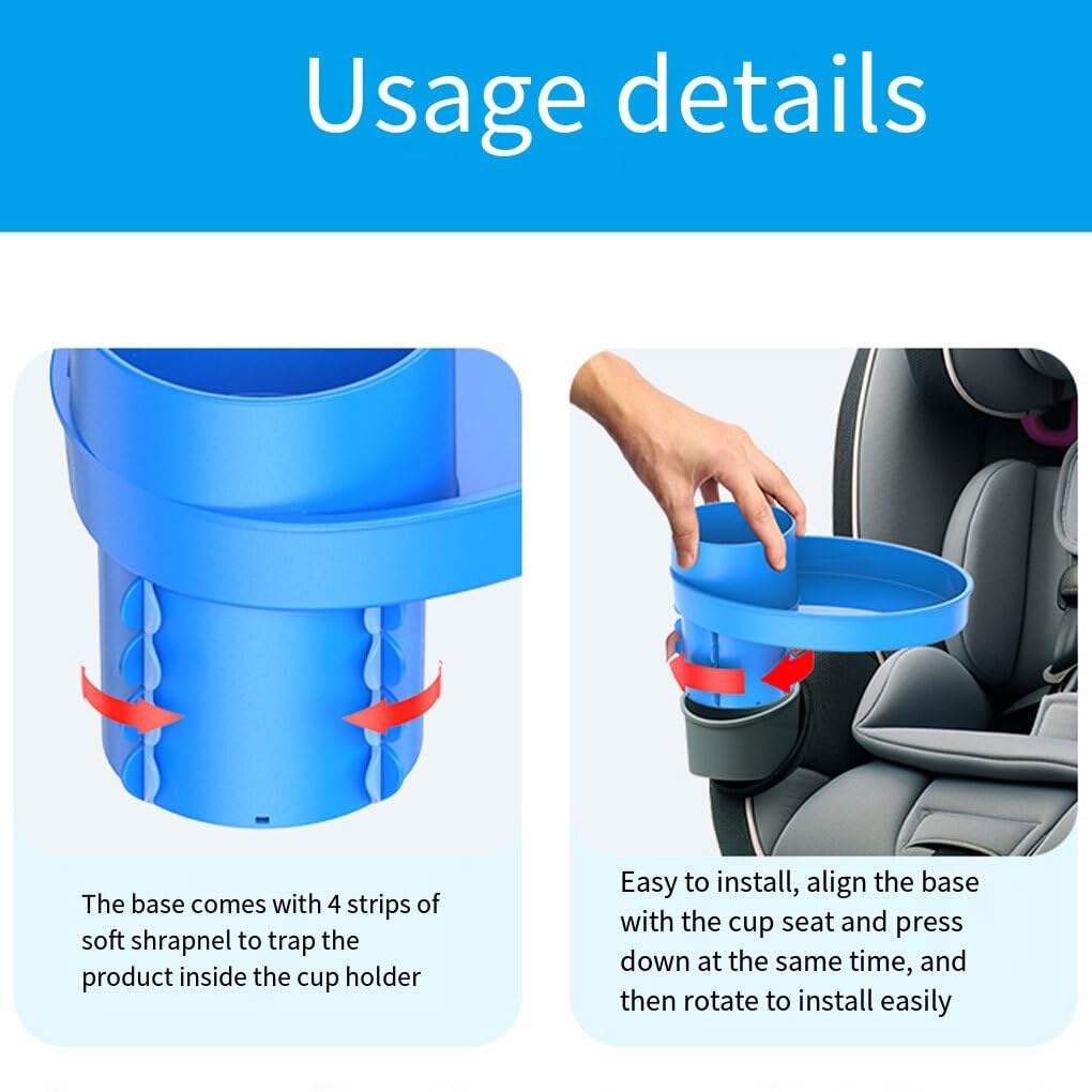 2-Pack Car Seat Cup Holder & Snack Tray - ABS Travel Tray for Strollers & Car Seats - Secure Snacks & Drinks On-The-Go - Perfect for Road Trips, Baby Strolls & Family Travel