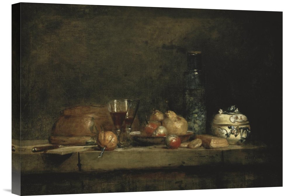 Global Gallery Budget Jean Baptiste Simeon Chardin The Jar of Olives Canvas Wall Art Print - Premium Giclee Reproduction for Home & Office Decor