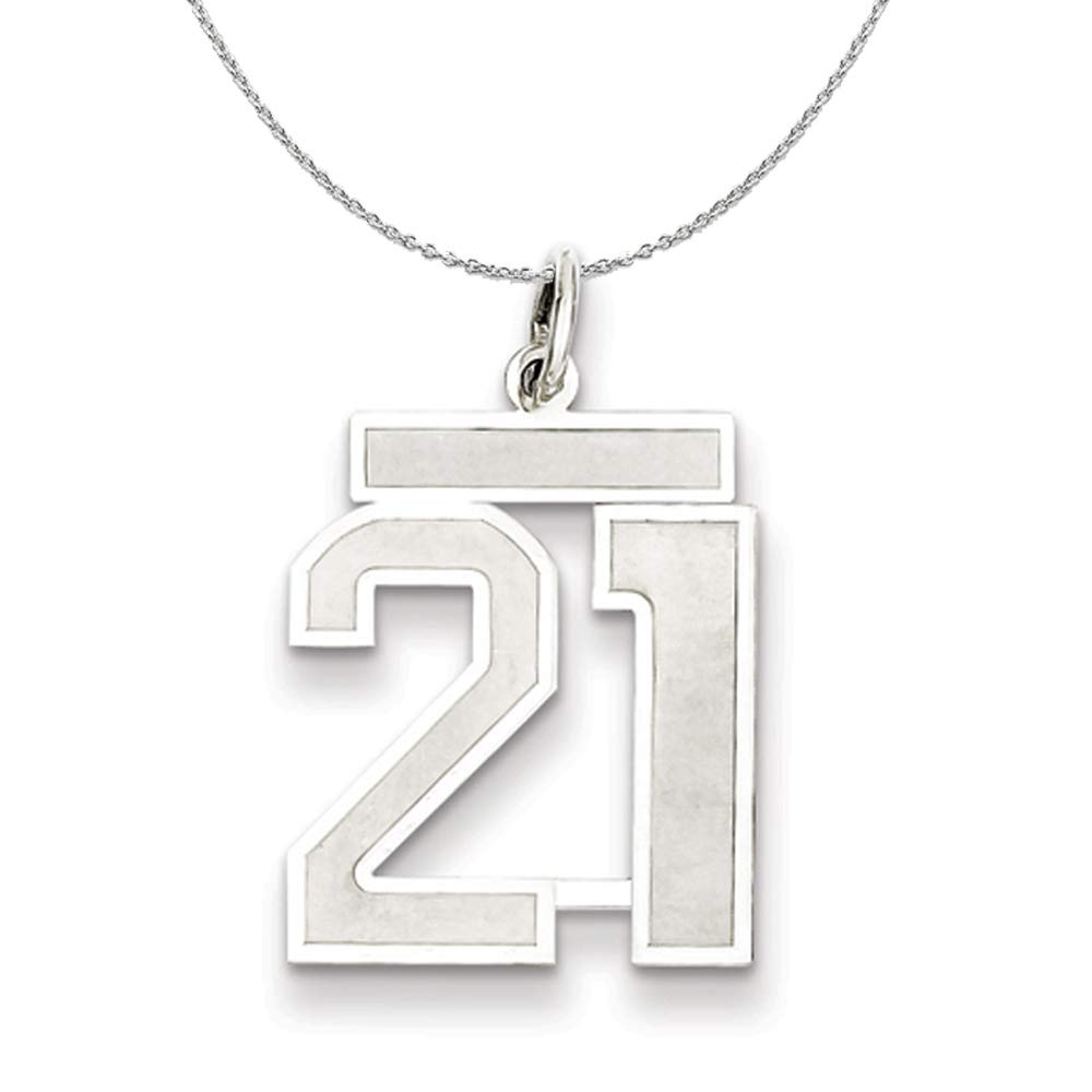 Black Bow Jewelry Sterling Silver Jersey Collection Medium Number 21 Necklace - Perfect for Everyday Wear and Special Occasions