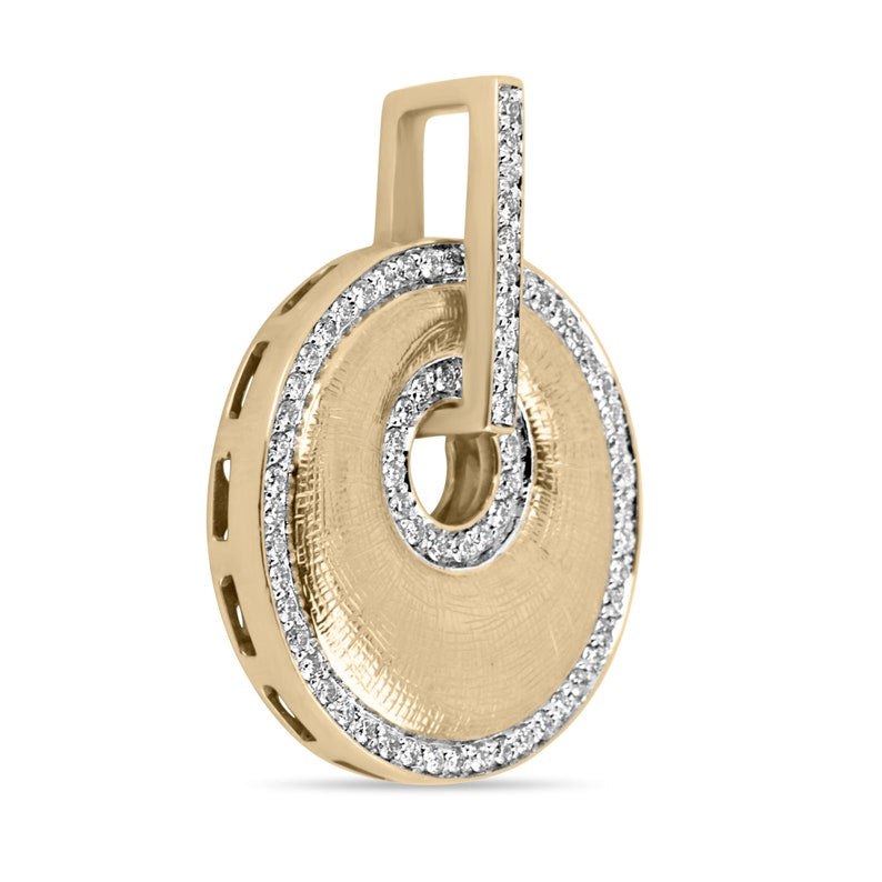 0.40tcw Pave Diamond Medallion Halo Accent Statement Necklace 14K Gold - Elegant Jewelry for Weddings, Parties & Special Occasions