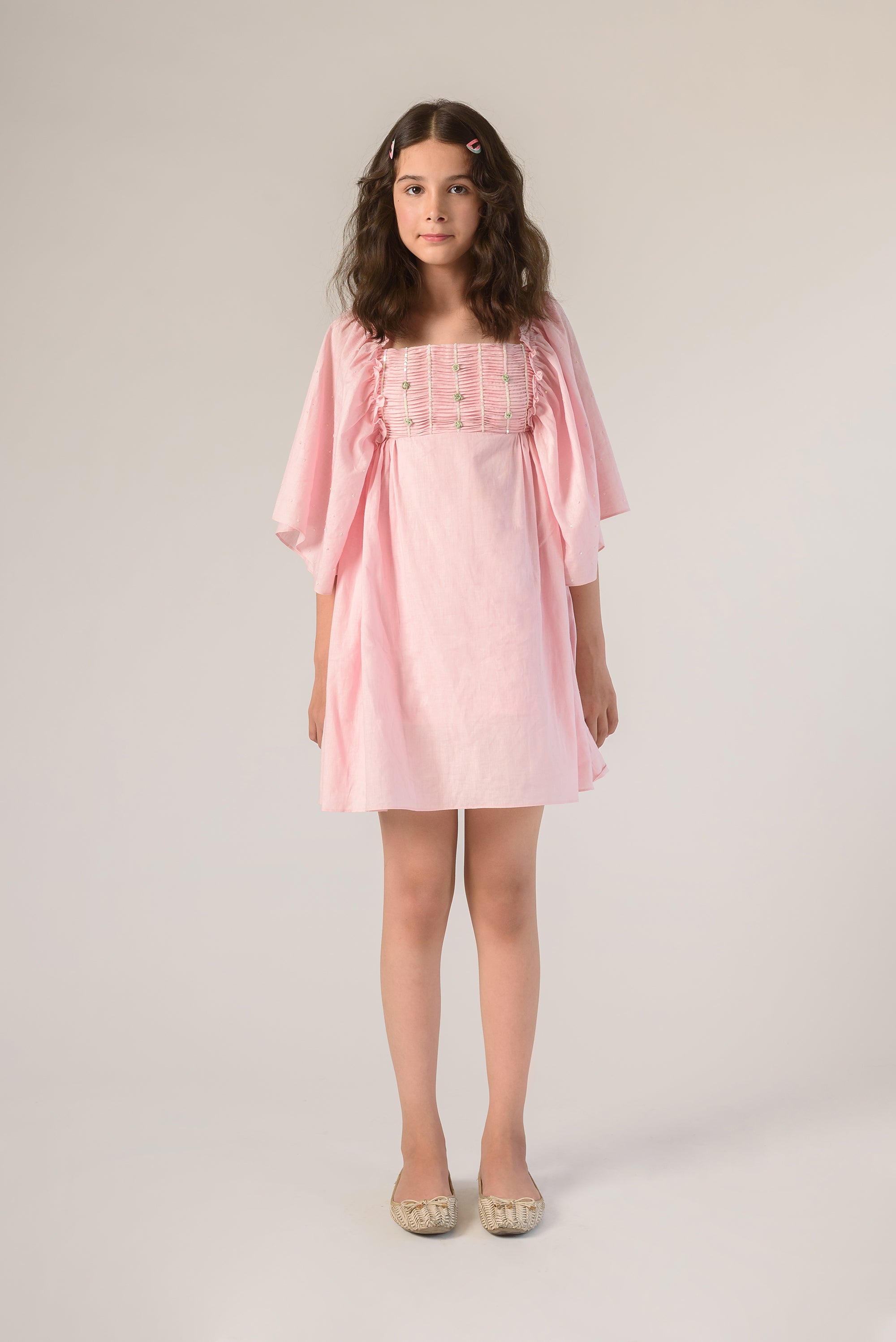 Bursting Meadows Hand Embroidered Organic Cotton Dress - Women's Boho Floral Summer Dress for Beach, Vacation & Casual Wear