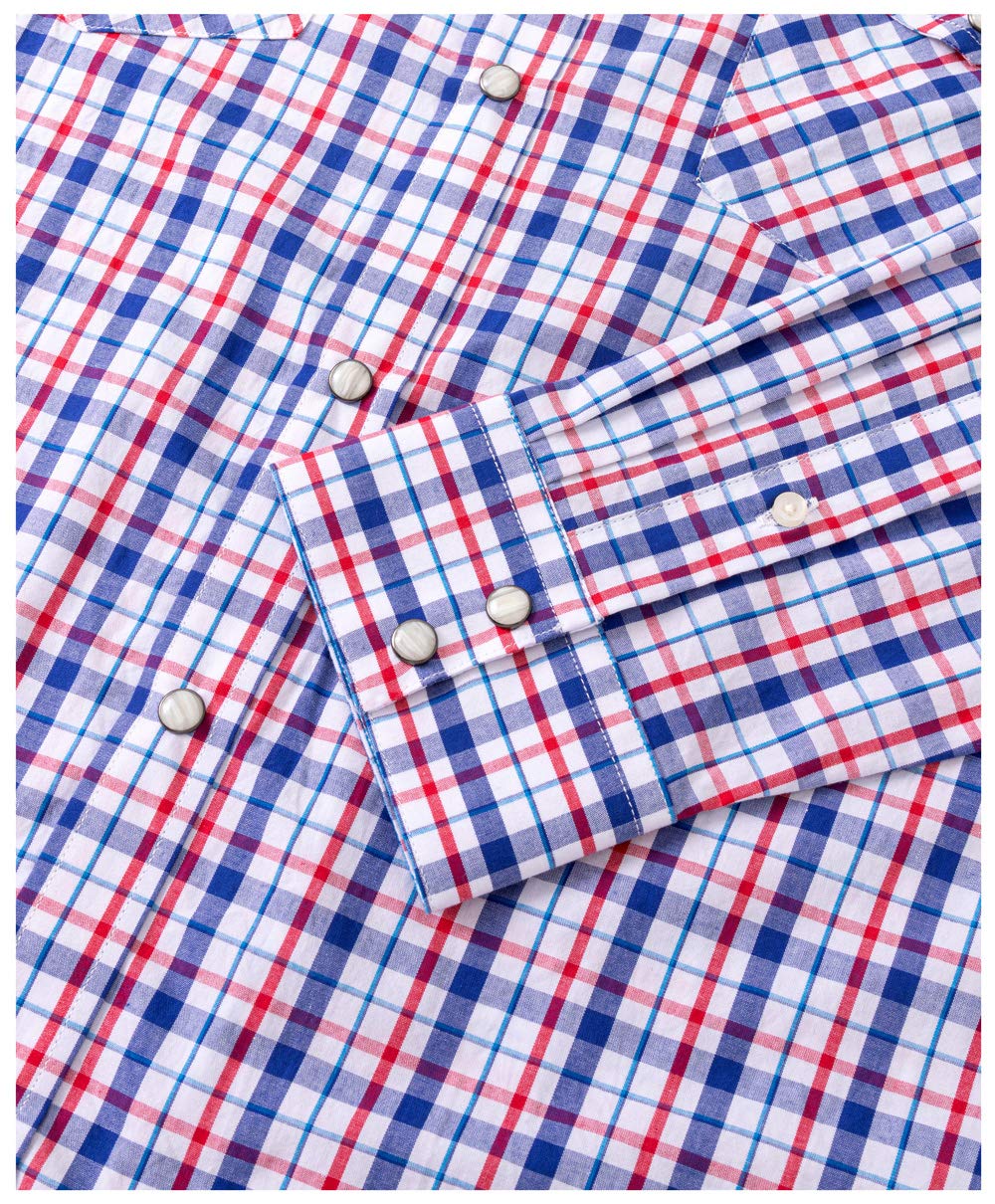 Men's Western Snap Button Plaid Long Sleeve Shirt - Regular Fit Casual Wear for Cowboy Style, Ranch Work & Outdoor Adventures