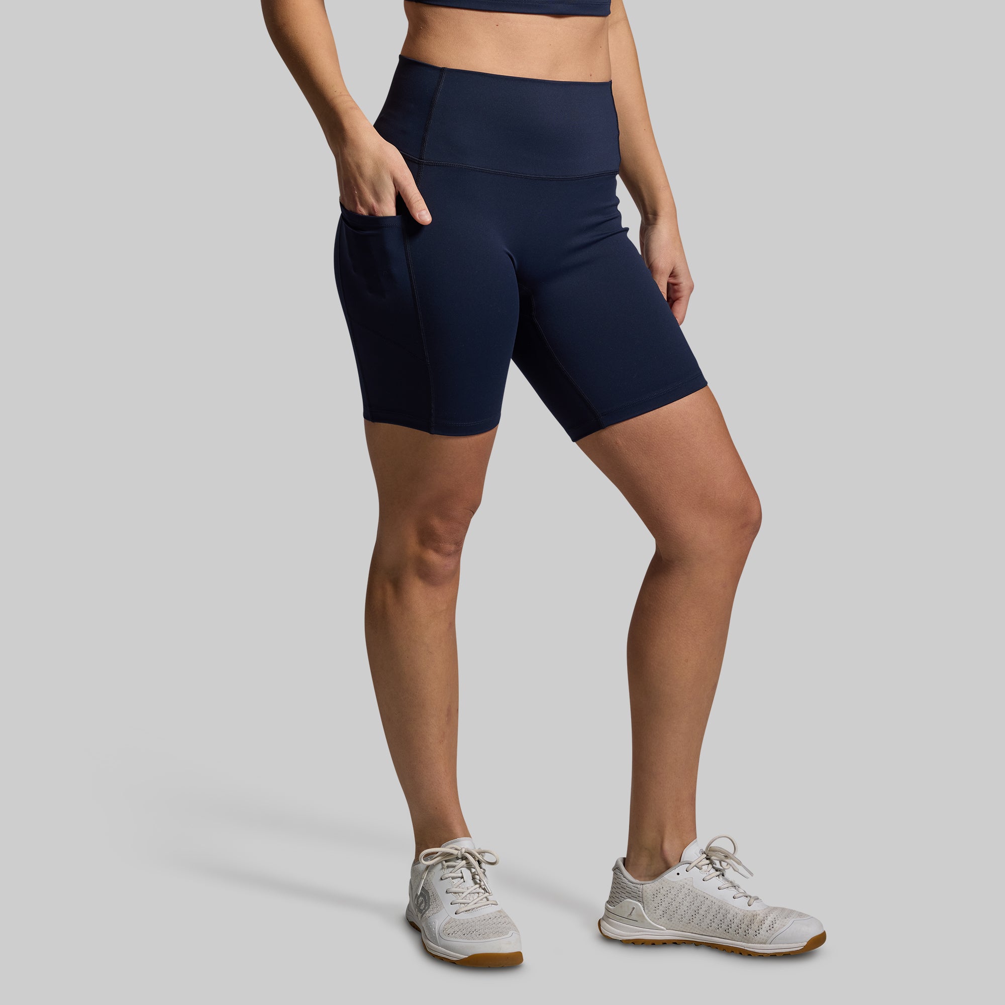 Tempo Women's High Waist Biker Shorts - BP Navy - Breathable & Stretchy Workout Shorts for Cycling, Running, Yoga & Gym