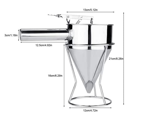 Adnee Stainless Steel Pancake Batter Dispenser - Takoyaki & Baking Funnel with Stand | Perfect for Pancakes, Waffles, Crepes & Japanese Street Food Cooking | Commercial & Home Kitchen Use