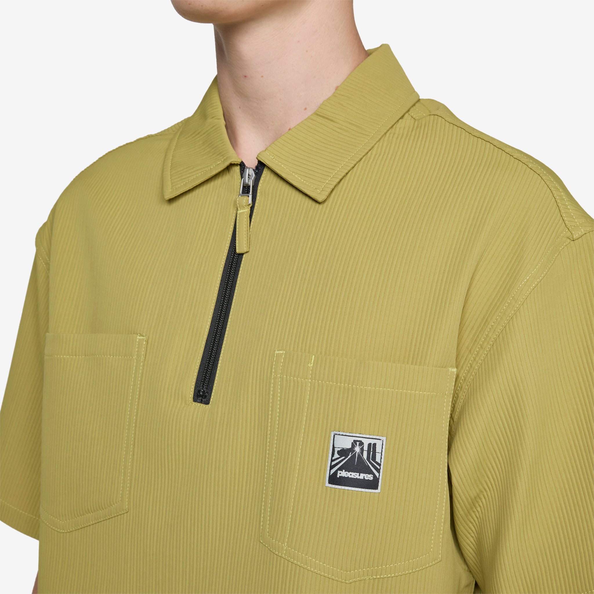 Men's Electron Zip Polo Shirt - Olive Green Performance Golf & Casual Wear for Outdoor Activities