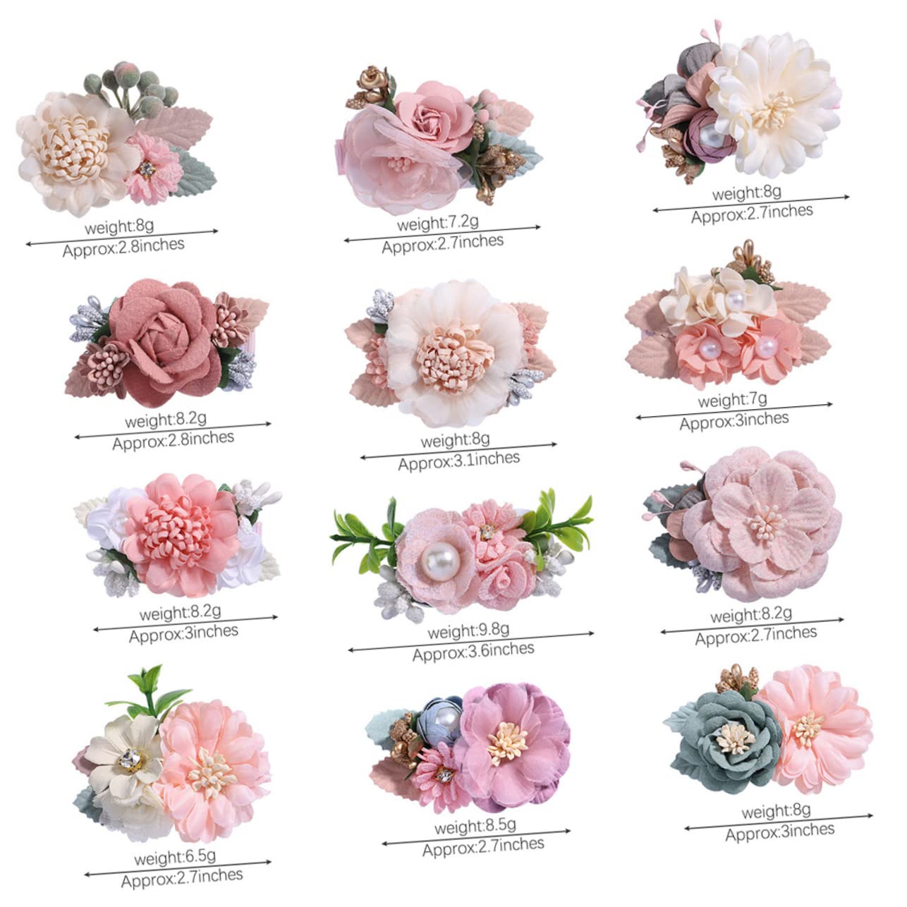 LALAFINA 12pcs Flower Hair Clips for Girls - 2 Sets Cute Thick Hair Clips & Hairpins for Toddler Girls - Perfect for School, Parties & Daily Styling