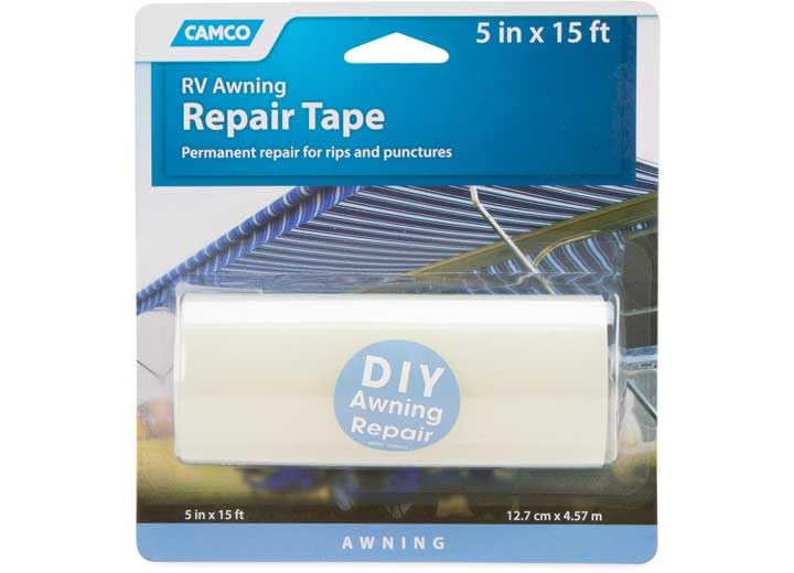 Camco 42623 5-Inch x 15-Foot Heavy Duty Awning Repair Tape - Waterproof & UV Resistant for RV, Boat, and Outdoor Canopy Repairs