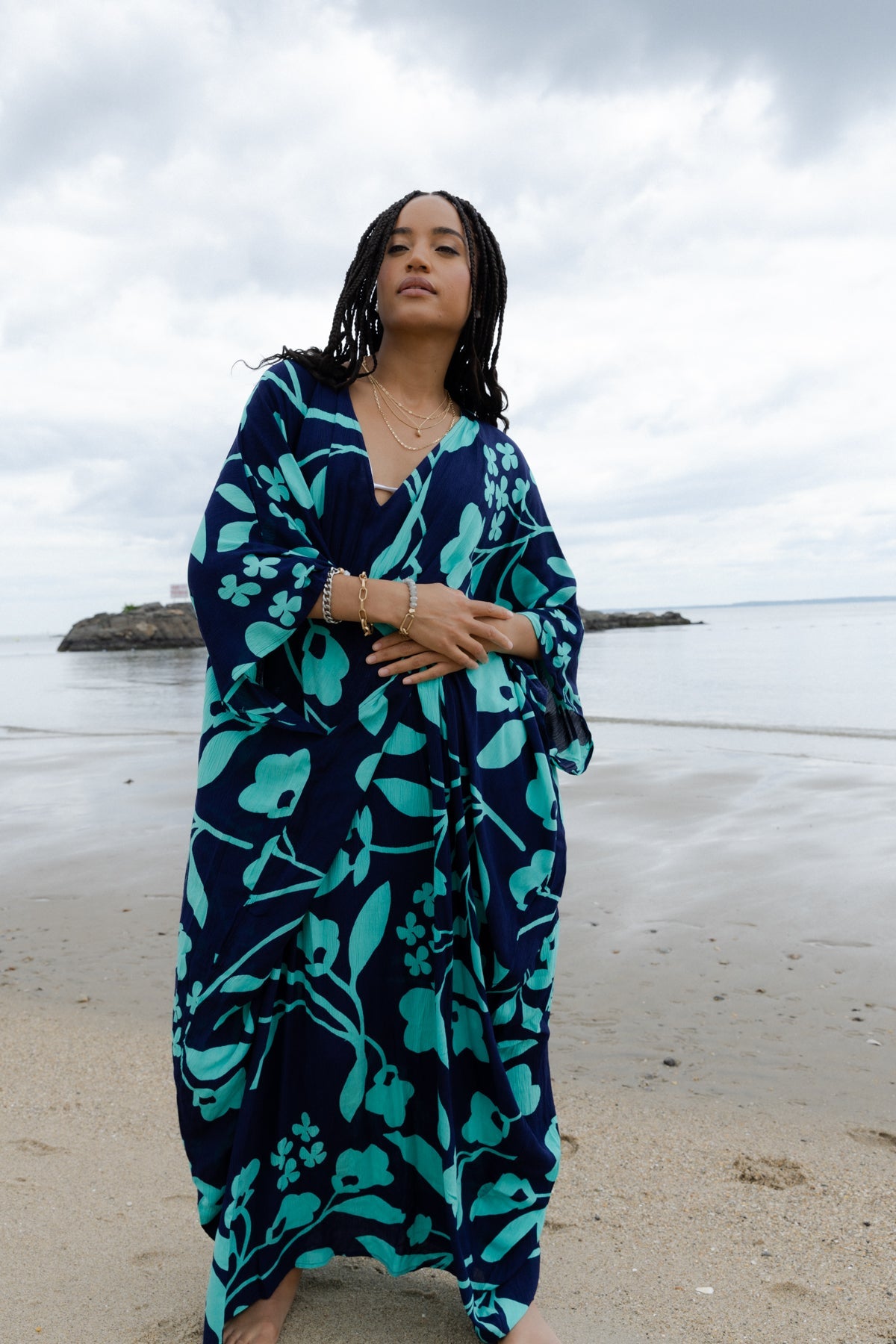 Stylish Floral Print Kaftan Maxi Dress for Women - Boho Beach Cover Up, Pool Party, Summer Vacation Outfit