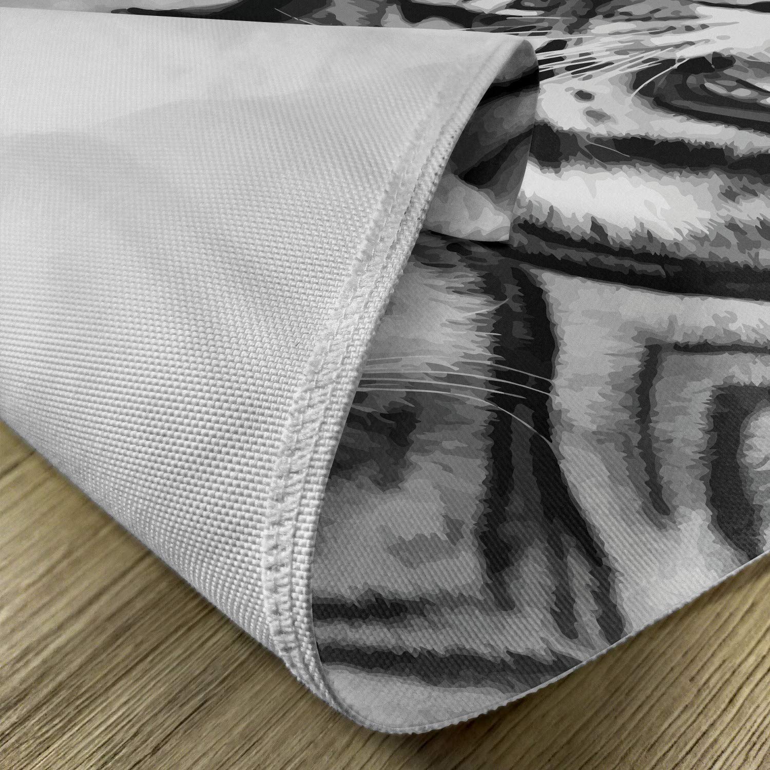 Ambesonne Savannah Cat Placemats Set of 4 - Fierce Wildlife Design with Mirror Images & Sharp Teeth - Washable Fabric Table Mats for Dining Room - Standard Size Pale Grey & Black - Perfect for Dinner Parties, Holiday Gatherings & Animal Lover Home Decor