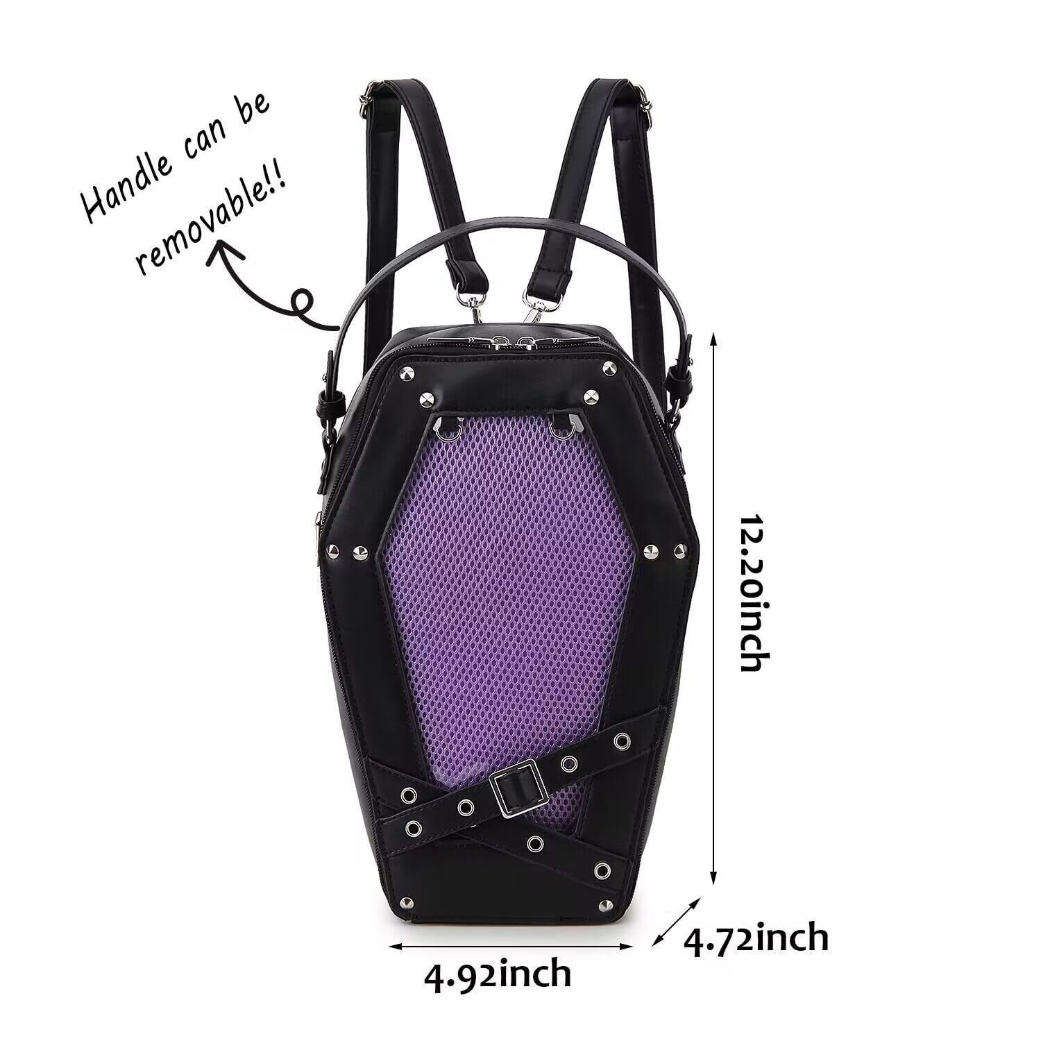 Gothic Coffin Shape Women's Fashion Purse & Handbag - Halloween Shoulder Bag & Backpack for Gothic Lovers | Perfect for Halloween Parties, Cosplay & Dark Aesthetic Outfits