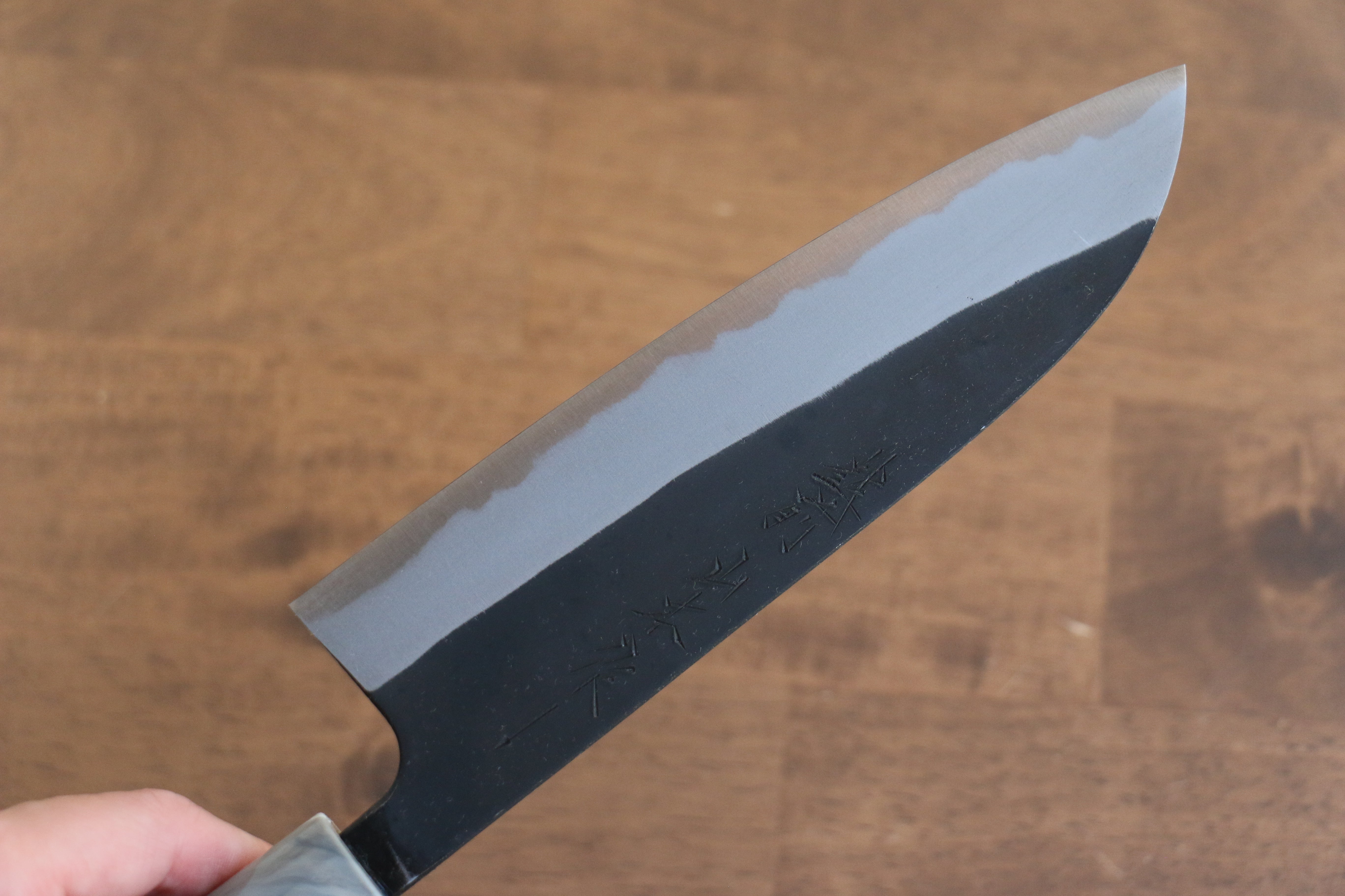 Premium Nao Yamamoto White Steel No.2 Kurouchi Santoku Knife 170mm with Cherry Wood Handle - Perfect for Slicing, Dicing & Chopping Vegetables in Professional & Home Kitchens