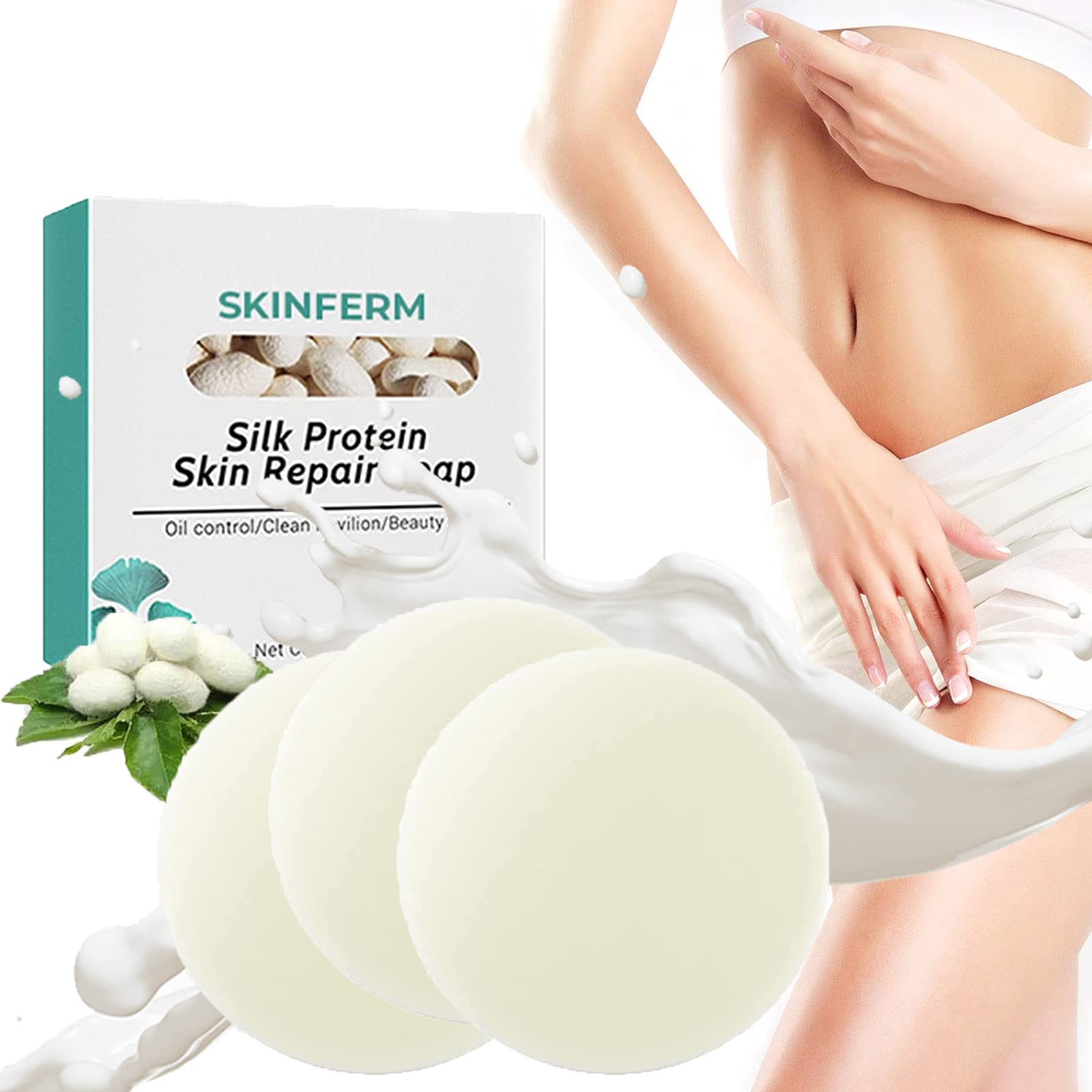 SkinFerm Collagen Milk Whitening Soap with Silk Protein - Skin Repair, Firming & Brightening for Face and Body - 3 Pack - Perfect for Daily Cleansing & Glowing Skin Routine