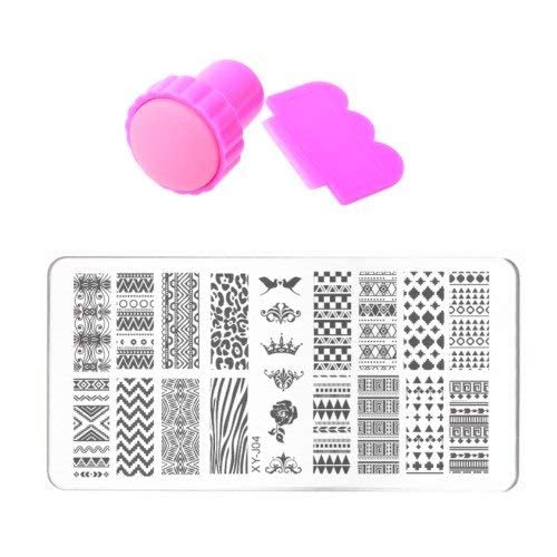 STORE99® DIY Nail Art Stamping Kit - Round Lace Design Stainless Steel Plates, Stamper & Scraper Set (XYJ04) for Professional Salon & Home Manicure | Perfect for Nail Art Enthusiasts & Beginners