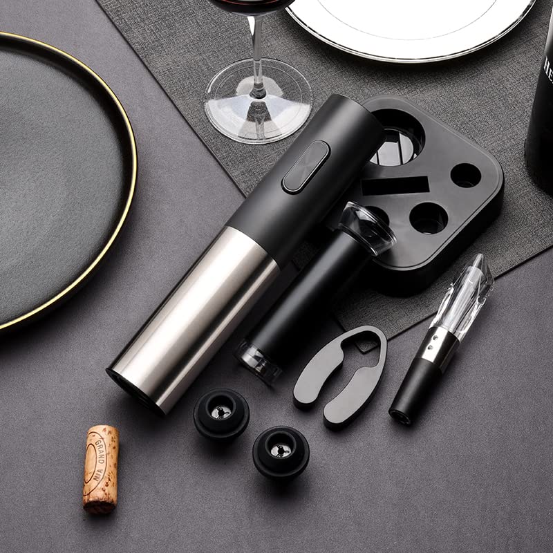 Premium Electric Wine Opener Set - Fast & Easy Automatic Corkscrew with Stainless Steel Foil Cutter - Perfect Gift for Wine Lovers, Sommeliers & Champagne Enthusiasts | Ideal for Home Bars, Dinner Parties & Wine Tasting Events