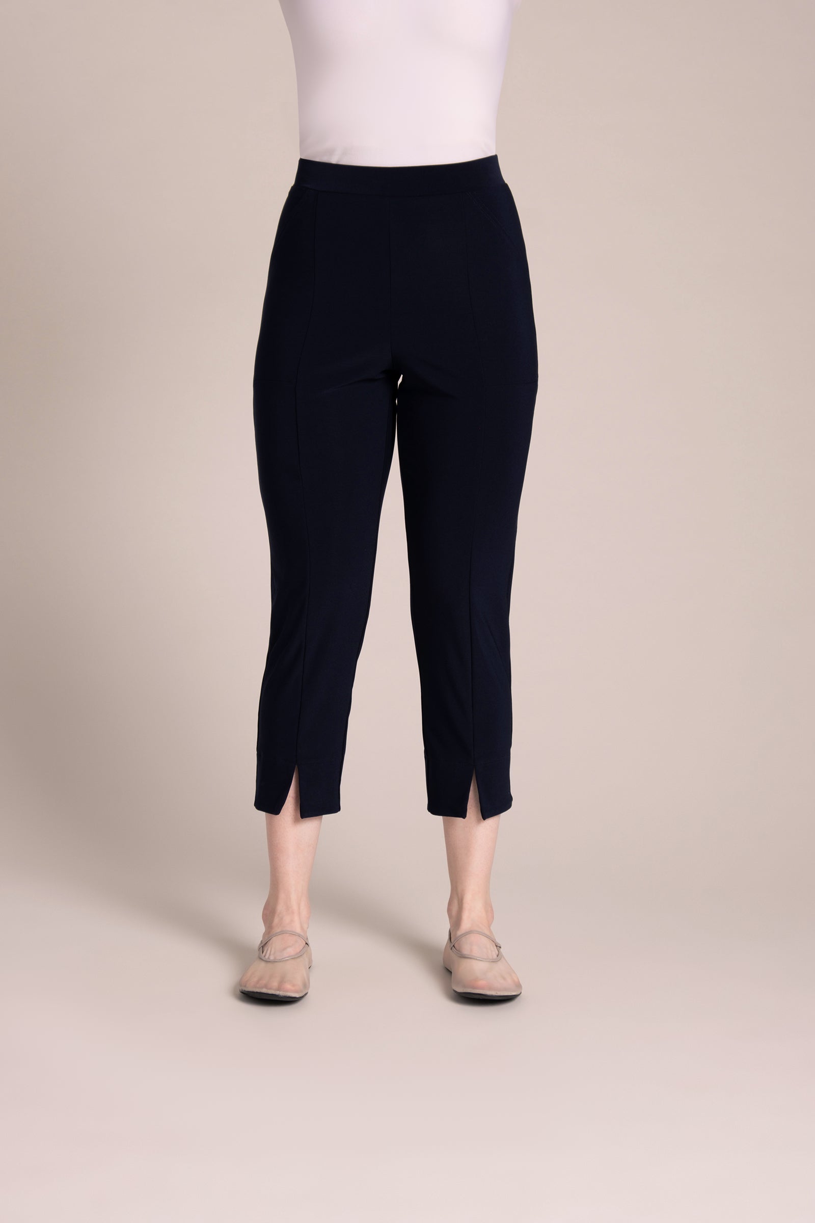 Hepburn High Waist Crop Pants for Women - Navy Blue Slim Fit Ankle Pants | Perfect for Office, Casual Wear & Travel