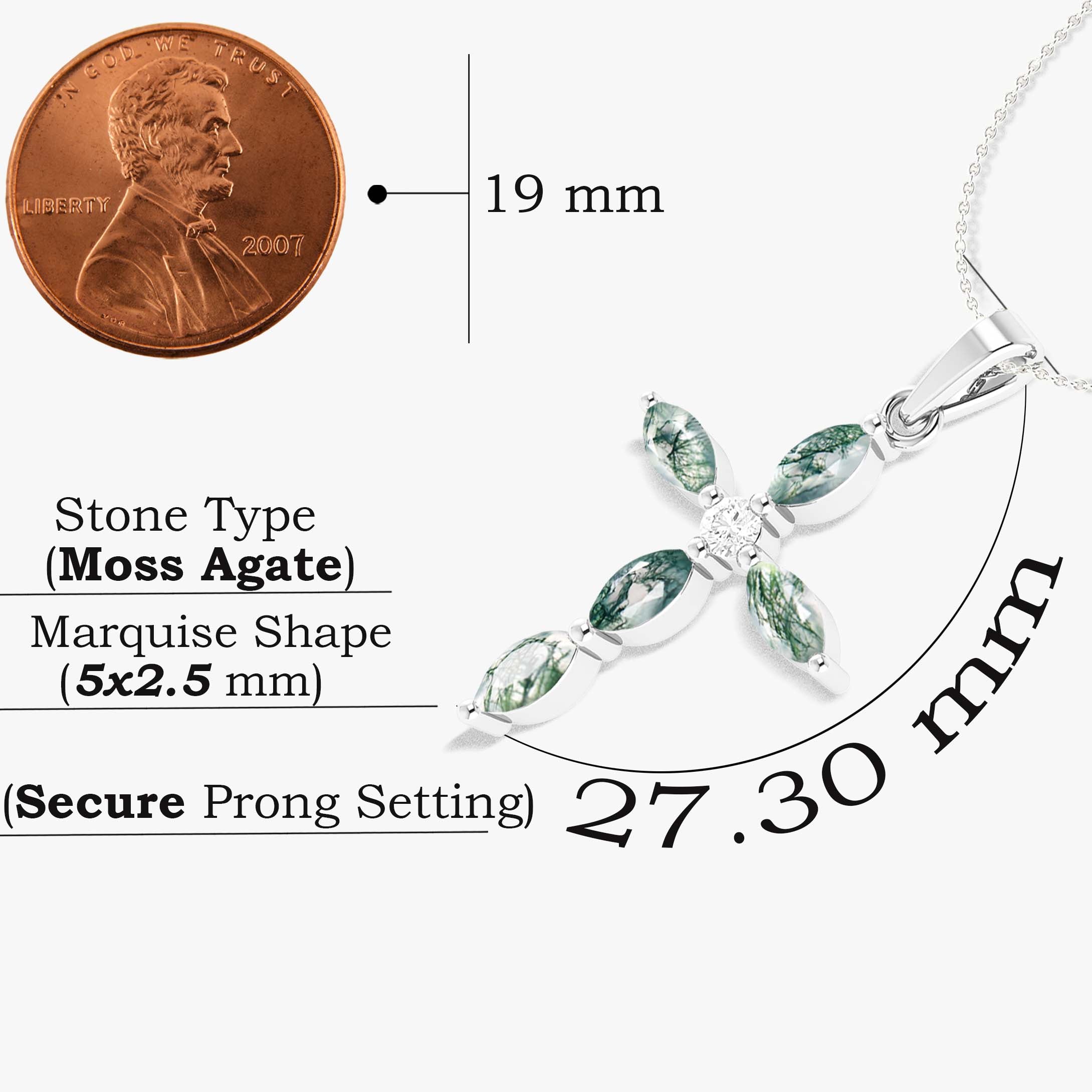 Natural Moss Agate Marquise Cut Gemstone Pendant Necklace for Women - Elegant Boho Jewelry Gift for Birthdays & Special Occasions