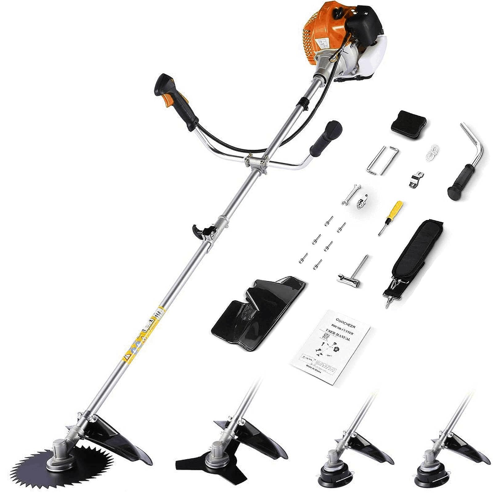 58cc 4-in-1 Gas Powered Weed Wacker - 2-Cycle Straight Shaft Brush Cutter & String Trimmer for Lawn, Garden & Yard Maintenance | Ideal for Edging, Trimming Grass & Clearing Overgrown Areas
