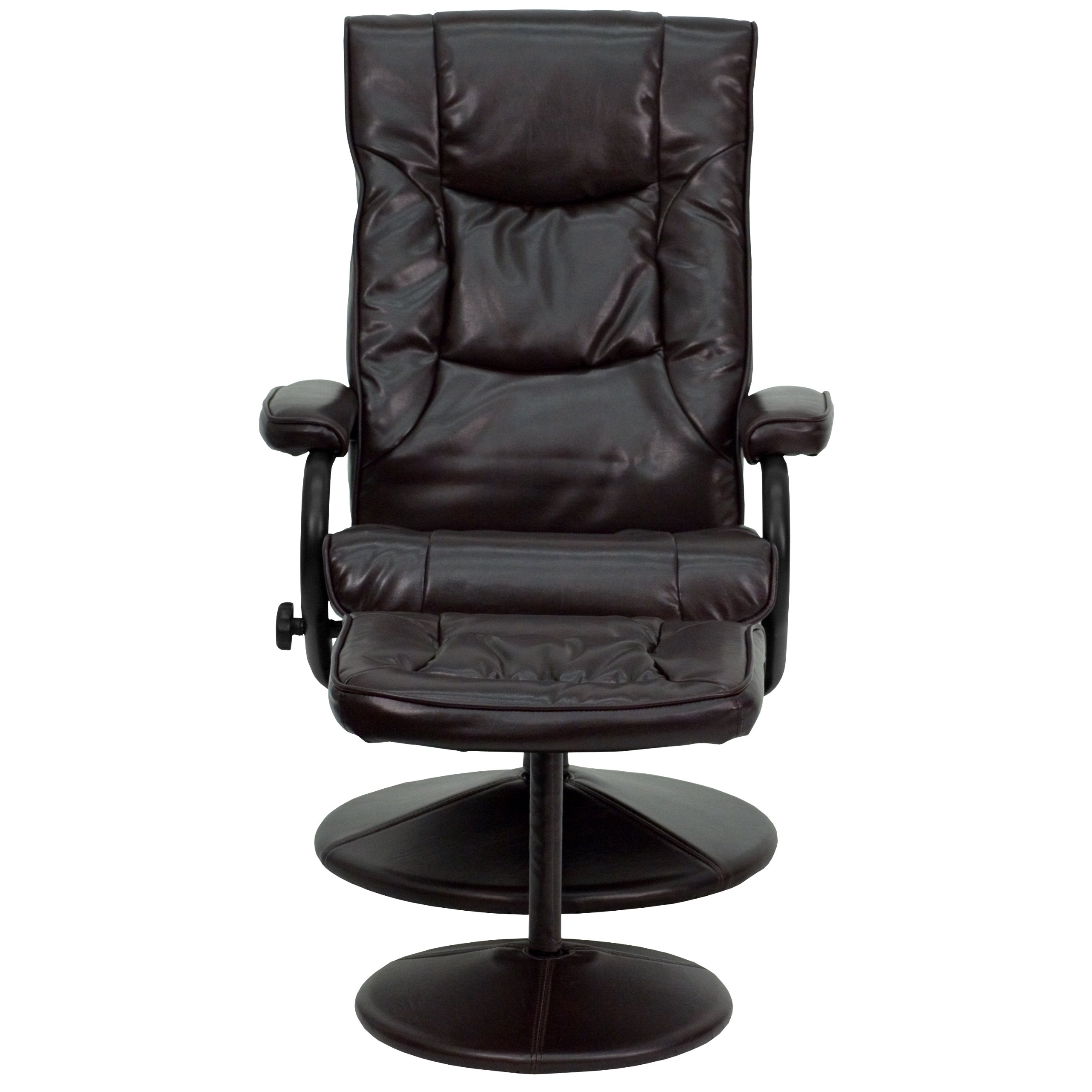 EMMA + OLIVER Modern Recliner Chair with Ottoman - Adjustable Multi-Position Brown Leather Sofa for Living Room, Home Theater & Office Comfort