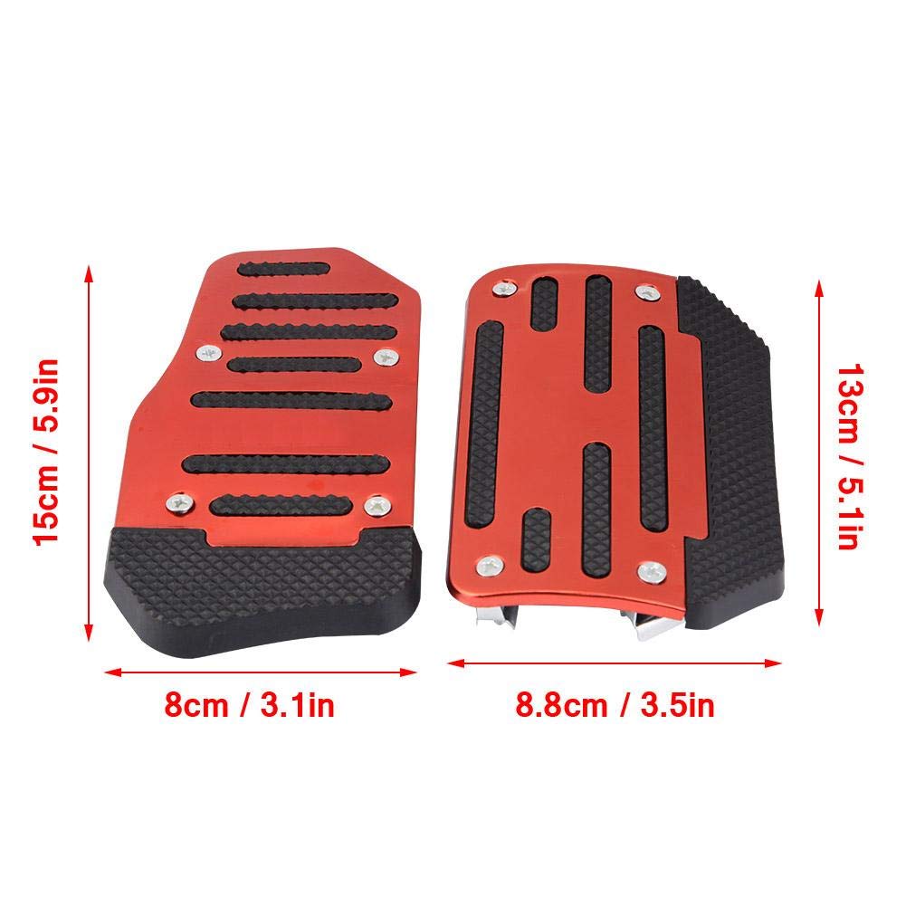 Racing Pedal Covers for Automatic Cars - Non-Slip Brake & Accelerator Pad Cover, Alloy Design in Red - Enhance Driving Safety & Style for AT Vehicles