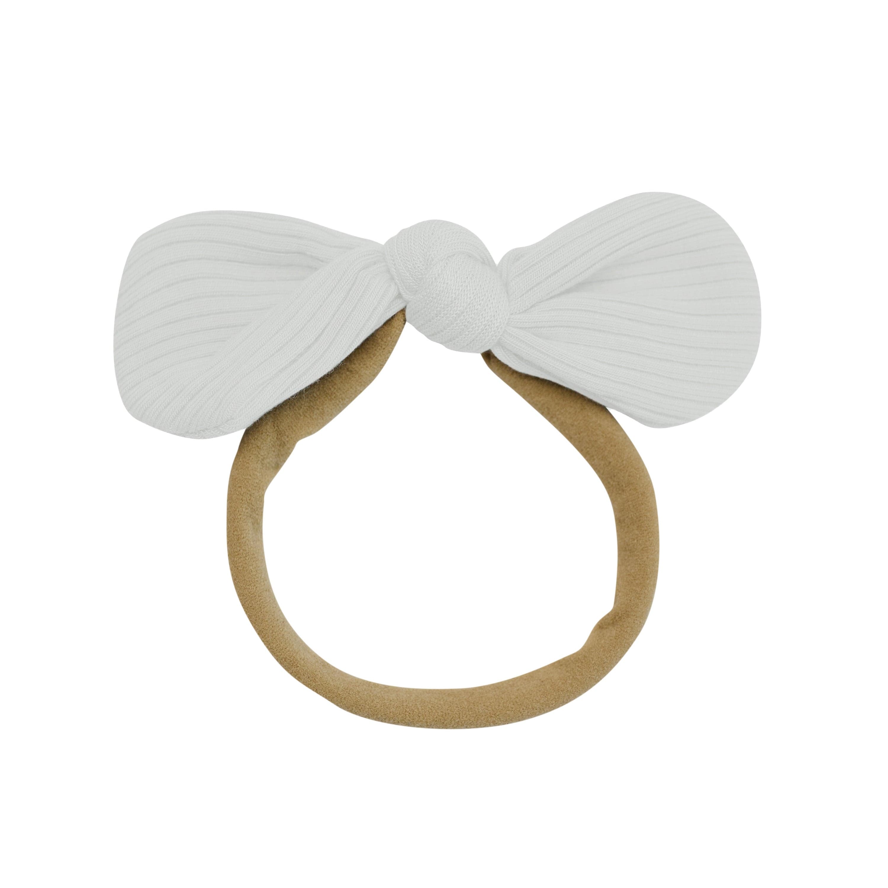 Ribbed Nylon Hair Bow in Oat - Elegant Hair Accessory for Women & Girls - Perfect for Weddings, Parties & Everyday Wear