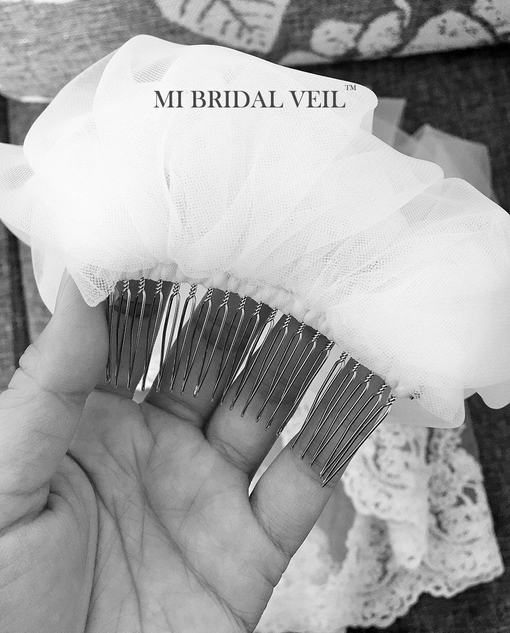 Elegant Lace Wedding Veil with Partial Chest Lace - Rose Pattern Fingertip Length Bridal Veil for Romantic Weddings & Photo Shoots