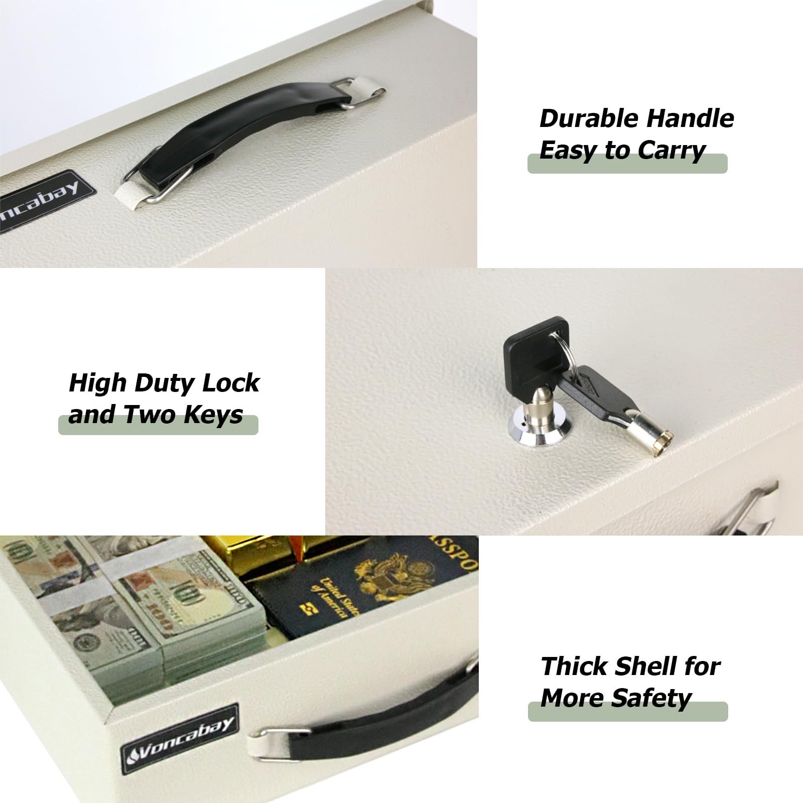 Fireproof Money Safe Box with Keys - Portable 0.33 Cubic Feet Lock Box for Cash, Jewelry & Documents - Home & Office Security Storage Solution - Ideal for Valuables Protection During Travel or Emergencies