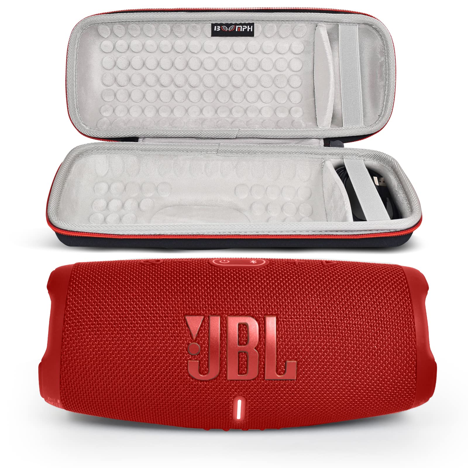 JBL Charge 5 Portable Waterproof Bluetooth Speaker with Hard Carrying Case - IP67 Waterproof, 20H Playtime, PartyBoost for Outdoor, Beach, Pool & Travel Use - Red Bundle