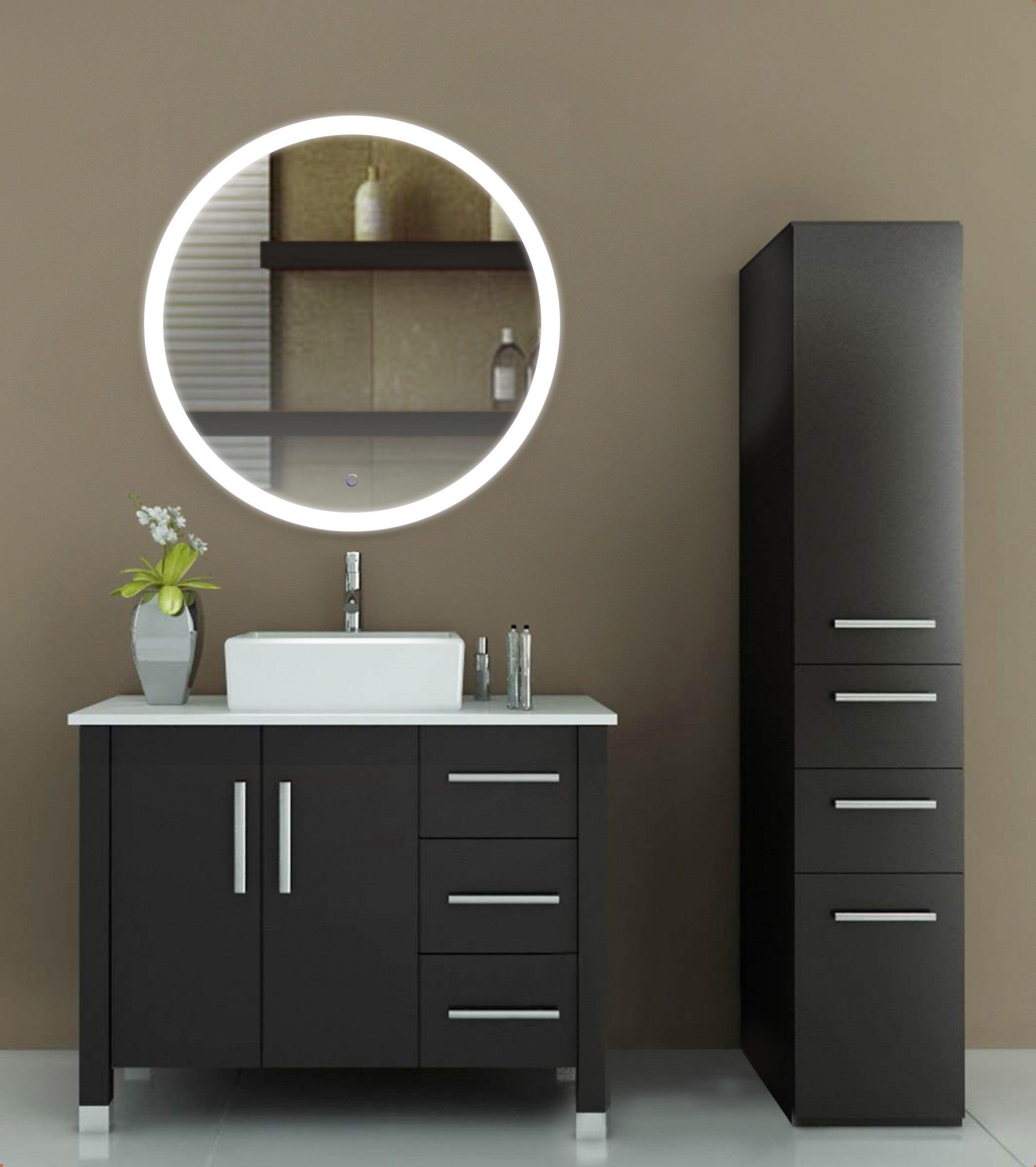Krugg SOL 32 Inch LED Bathroom Mirror with Touch Control - Vanity Makeup Mirror with Adjustable Brightness for Home, Salon, and Dressing Room