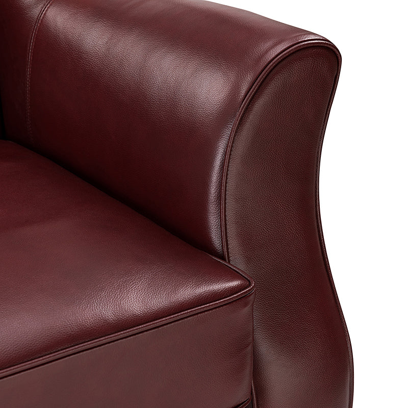 Hugo Traditional Style Curved Genuine Leather Sofa - Elegant Living Room Furniture for Home, Office & Lounge Decor