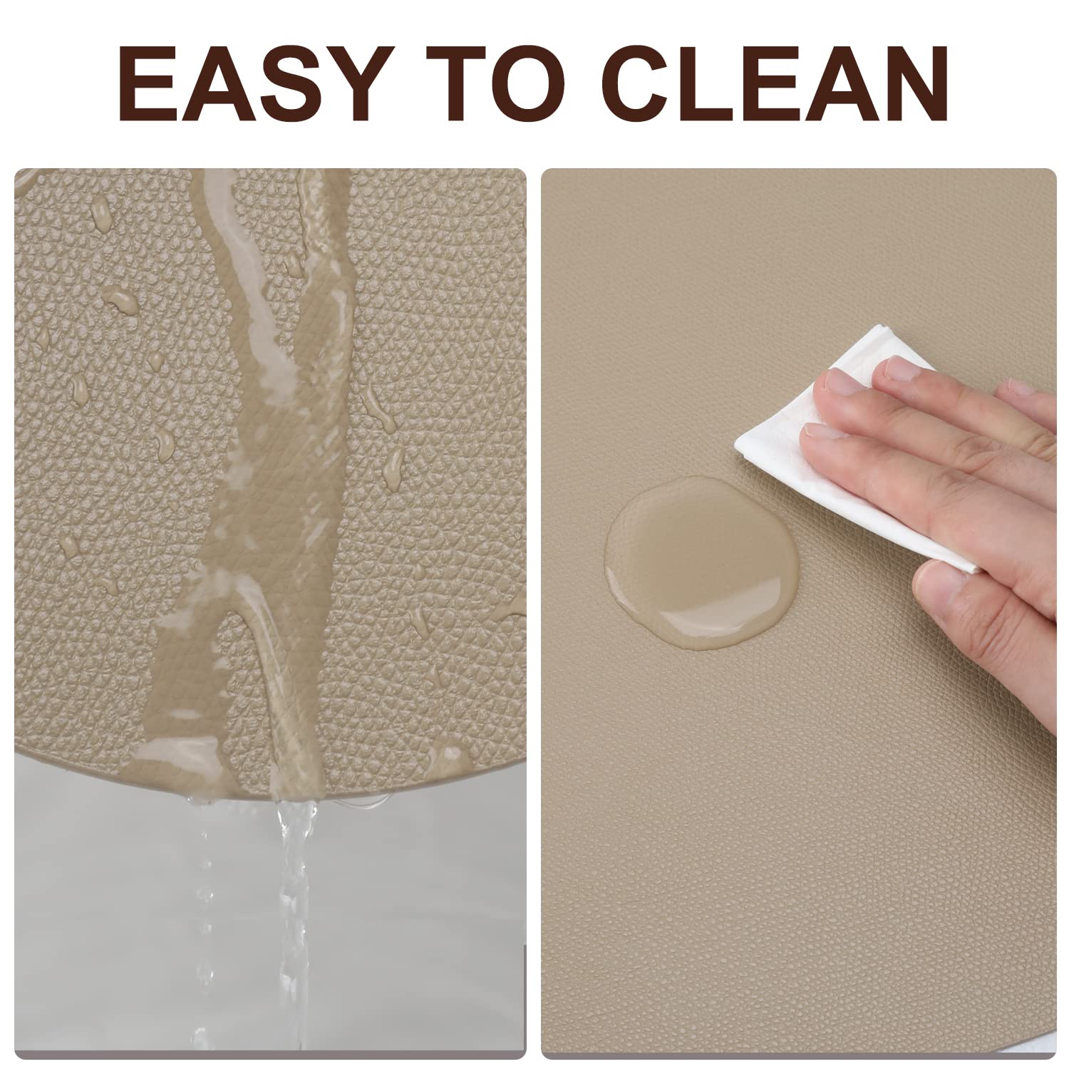 Premium Faux Leather Placemats Set of 4 - Heat-Resistant, Washable & Wipeable Round Table Mats for Dining - Modern Nordic Style Kitchen Table Decor (Apricot) - Perfect for Dinner Parties, Holiday Gatherings & Everyday Use
