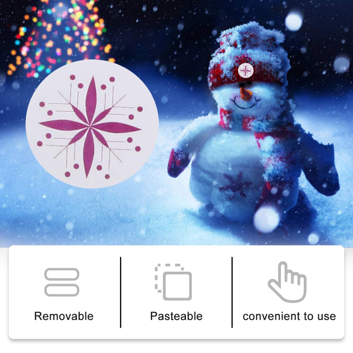 EXCEART 200pcs Christmas Snowflake Stickers - Self-Adhesive Xmas Decals for Candy Bags, Gift Wrapping, Cards & Holiday Decorations - Perfect for DIY Crafts, Party Favors and Festive Home Decor