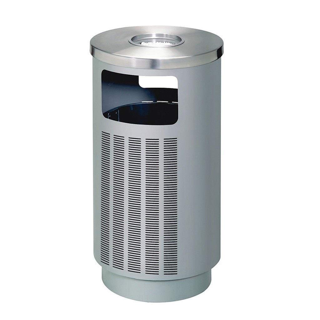 Stainless Steel Outdoor Trash Can - 70.5cm Tall Metal Garbage Bin with Ashtray for Patio, Garden, Park & Commercial Use | Durable Indoor/Outdoor Waste Container (Silver)