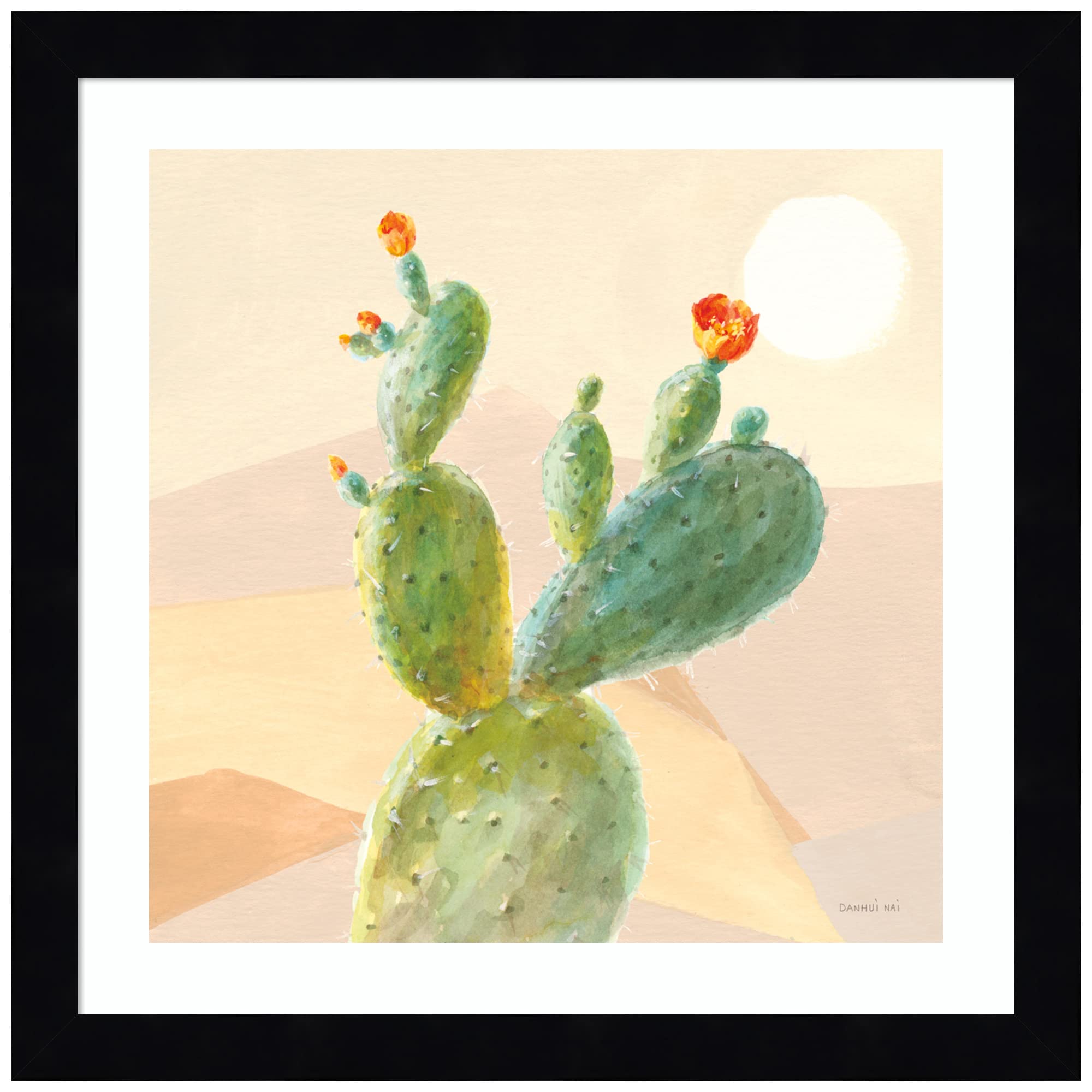 Danhui Nai Desert Greenhouse IV Wood Framed Wall Art Print - 13x13 Inches, Svelte Noir Black Frame - Home & Office Decor, Perfect for Living Room, Bedroom, or Office Wall Art