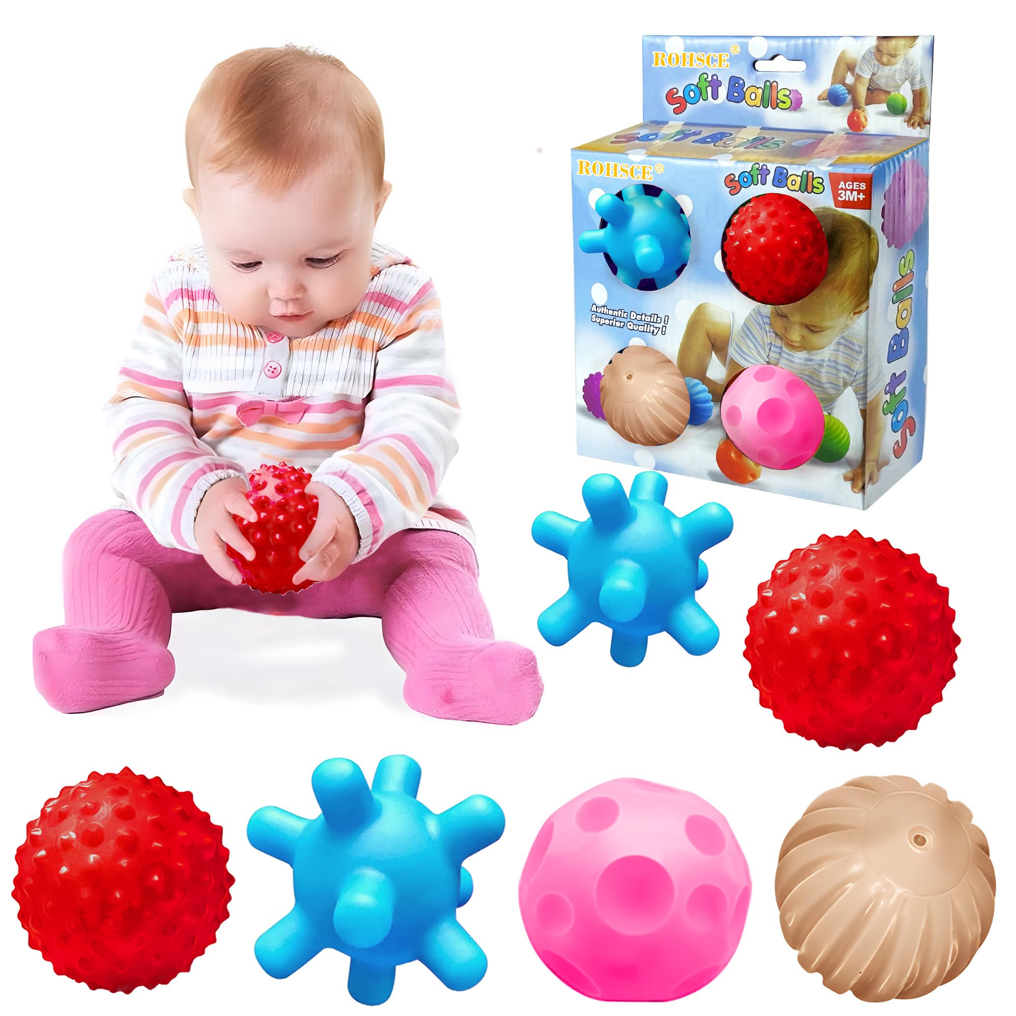 Soft Sensory Balls for Babies 1-3 - Textured Learning & Massage Toys for Toddlers Playtime