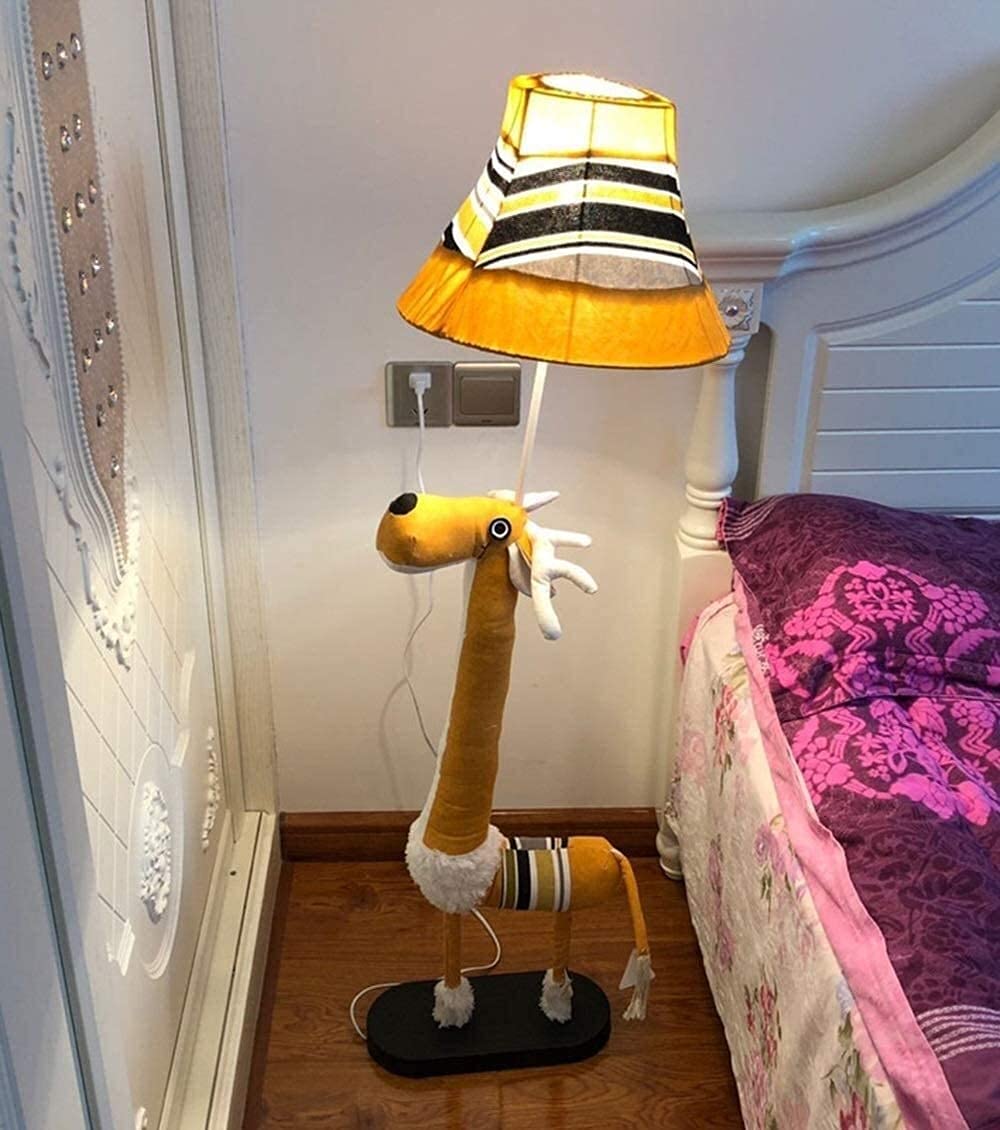 Cartoon Deer LED Floor Lamp for Kids Bedroom - Modern Minimalist Standing Light with Button Switch, Brown - Perfect for Nursery, Living Room, Study & Bedside Lighting Decoration