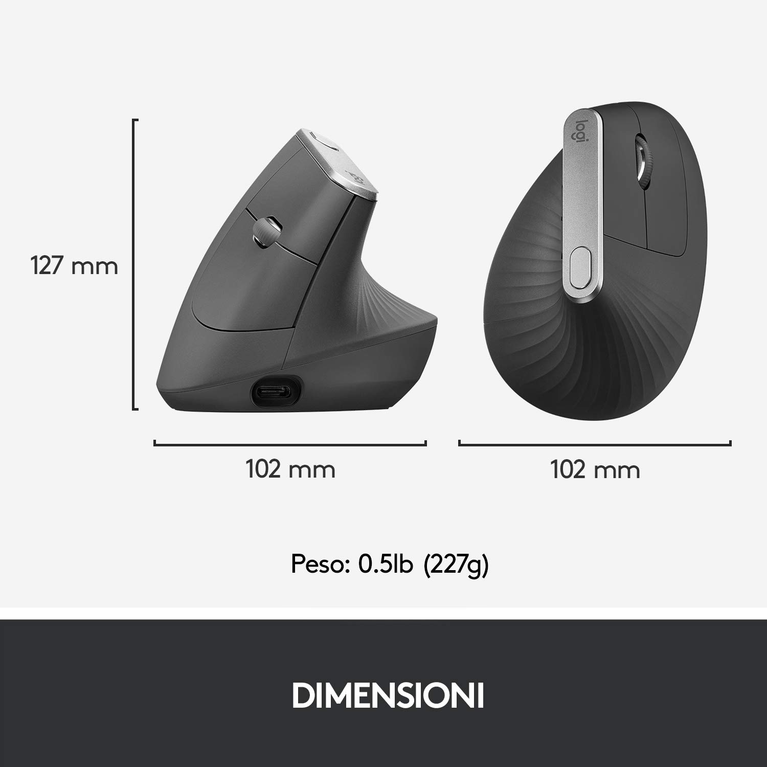Logitech MX Vertical Ergonomic Wireless Mouse - 910-005448 (Renewed) for Comfortable Computer Work & Office Use