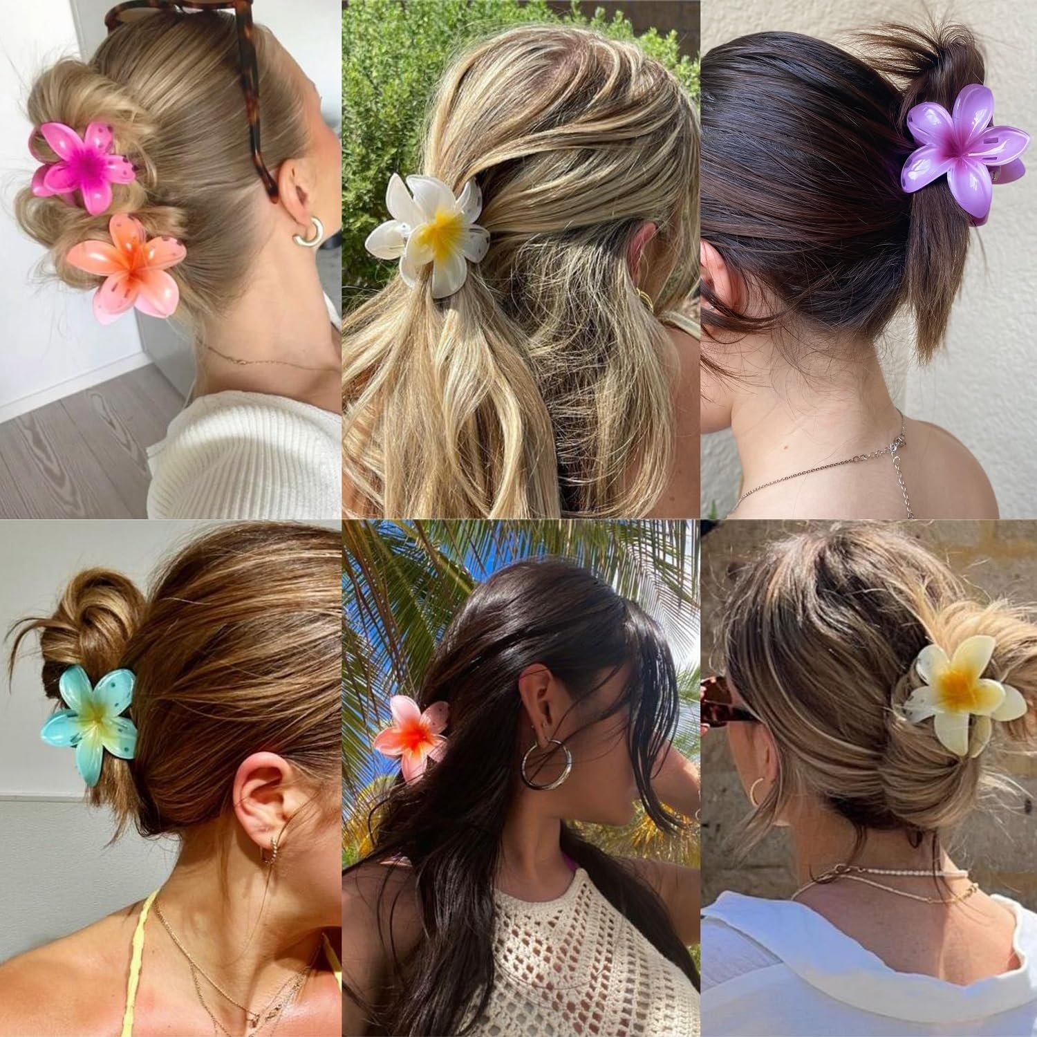 Haiccell 6-Piece Korean Flower Claw Clip Set for Women - Stylish Floral Hair Clips, Cute Hair Accessories for Women and Girls | Perfect for Parties, Weddings and Everyday Hairstyles