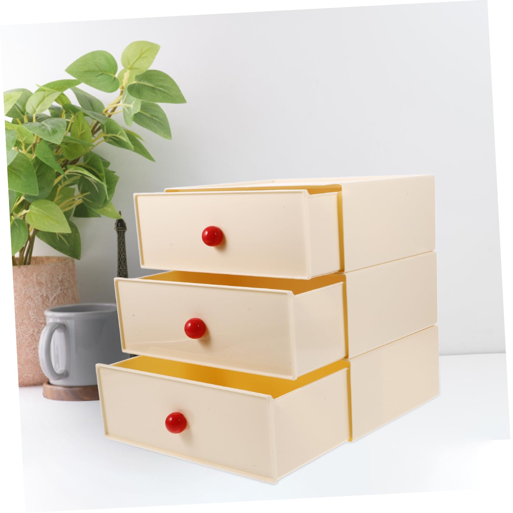 Jojofuny Tabletop Organizer - Sturdy 3-Tier Drawer Storage Box for Office, School & Home - Large Capacity Desk Organizer with Multi-Compartment Design - Perfect for Stationery, Makeup, Crafts & Office Supplies Organization