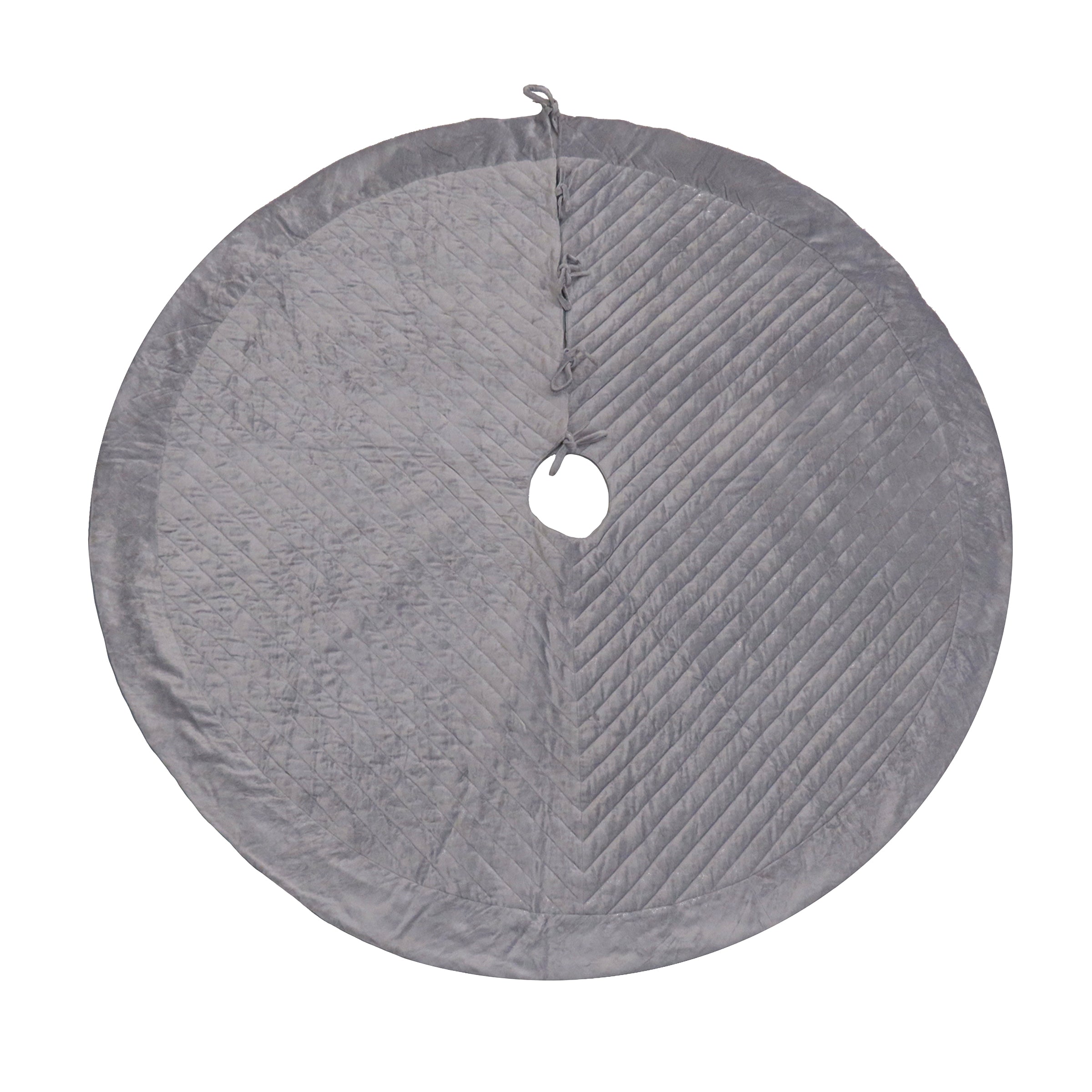 60 Inch HGTV Home Collection Quilted Velvet Christmas Tree Skirt - Silver | Elegant Holiday Decor for Festive Tree Display
