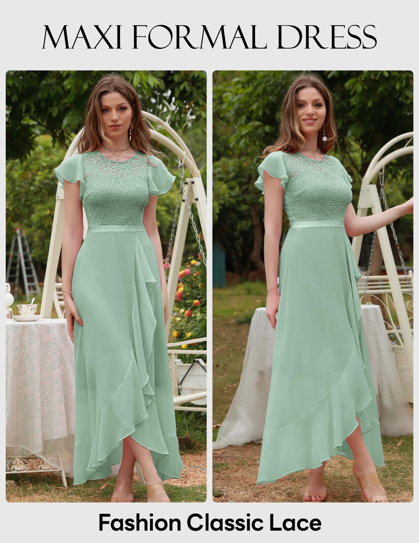 BeryLove Elegant Lace Long Prom Dress for Women - 2025 Wedding Guest Cocktail Dress with High Slit | Perfect for Formal Events, Evening Parties & Special Occasions