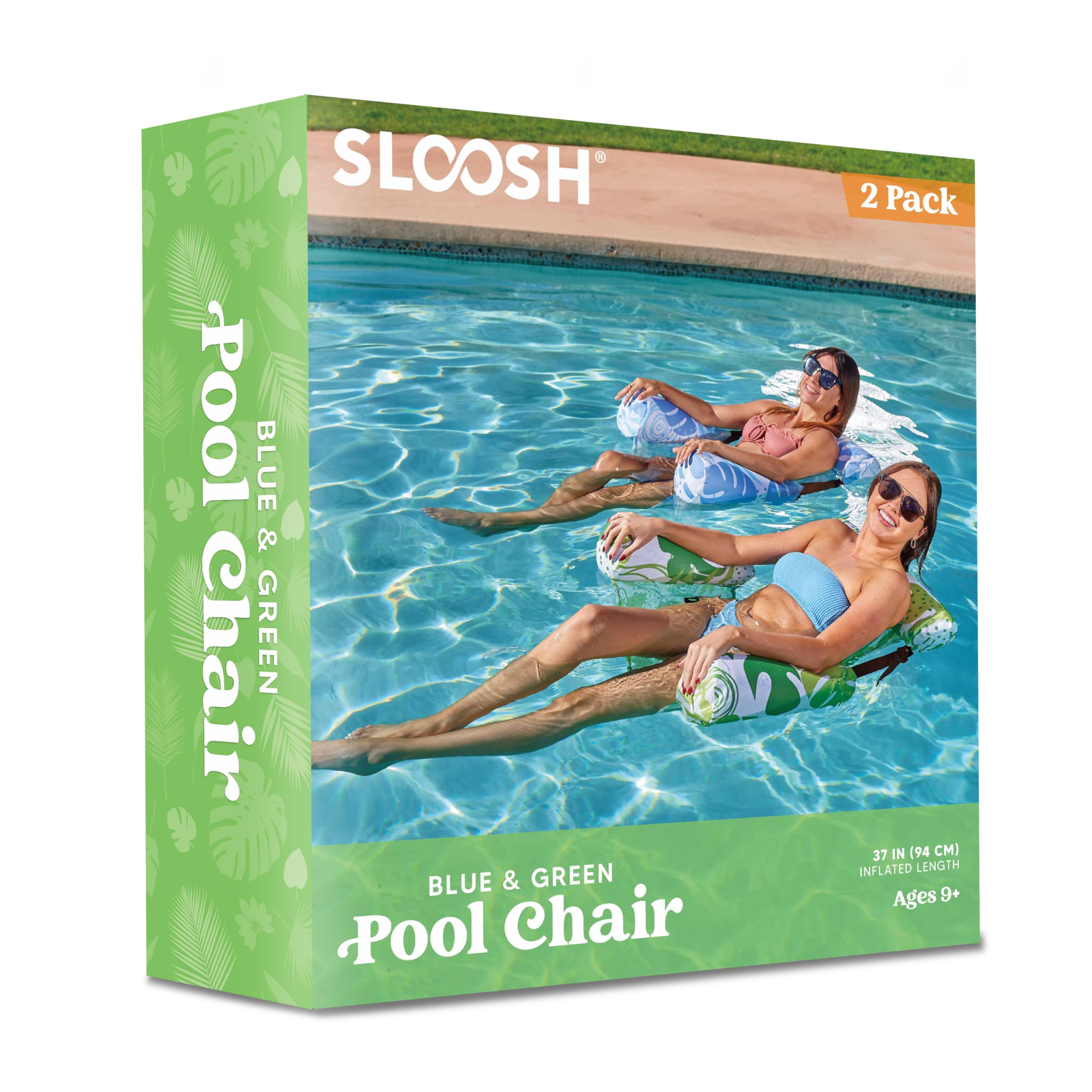 **SLOOSH 2-Pack Inflatable Pool Floats for Adults - Heavy Duty Floating Lounge Chairs with Pool Noodles - Perfect for Summer, Beach, Lake, and Pool Parties**    *(Use Case: Relaxing in the pool, floating on the lake, or lounging at beach parties with friends and family.)*
