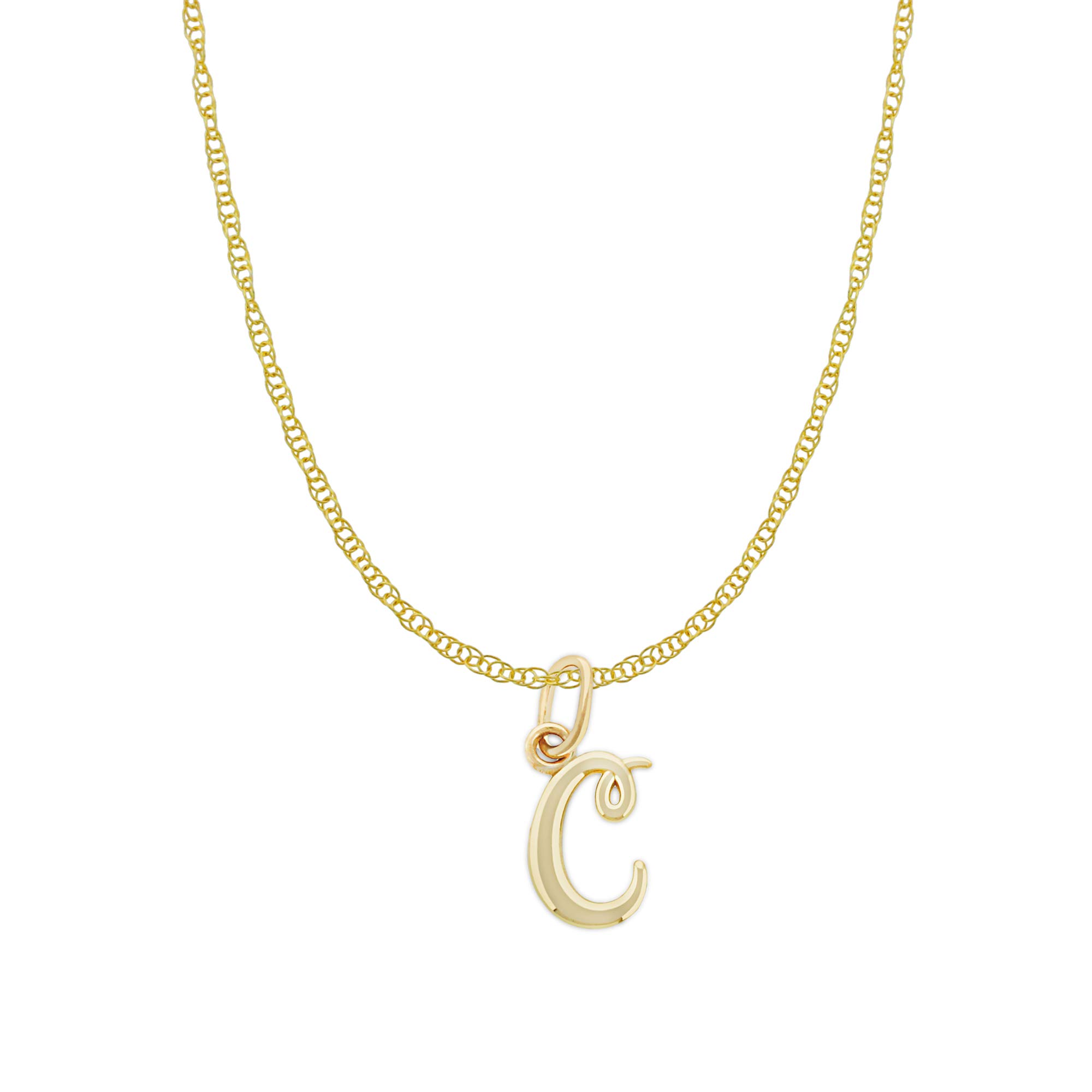 14K Solid Gold Lowercase Initial 'C' Charm Pendant - Optional Gold Chain - Personalized Jewelry Gift for Women - Perfect for Necklaces, Bracelets & Special Occasions
