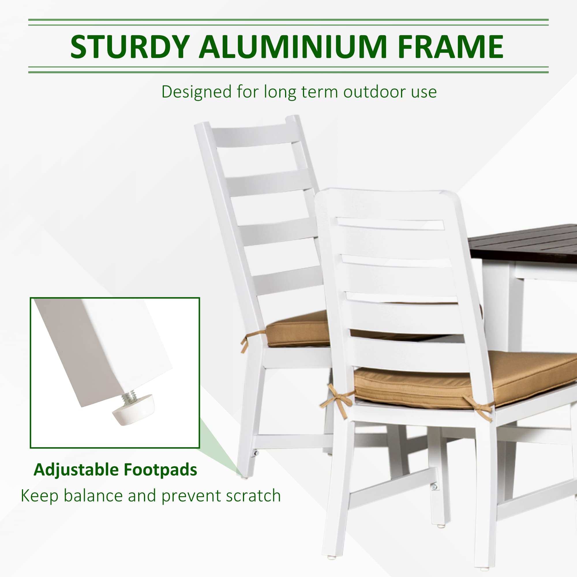 Outsunny 6-Piece Patio Dining Set with Table, Chairs & Cushions - Outdoor Furniture with Umbrella Hole for Garden, Backyard, Poolside - Beige - Perfect for Outdoor Entertaining & Relaxation