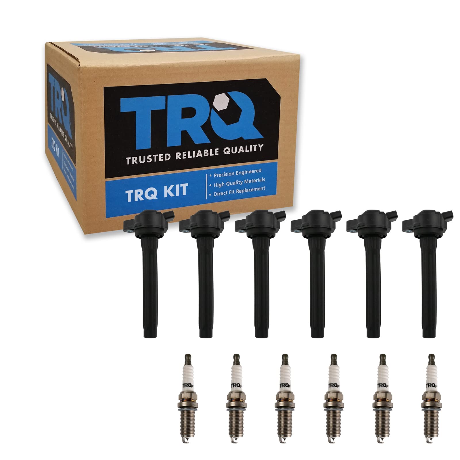 TRQ Ignition Coil and Spark Plug Kit Compatible with Lexus ES350 RX350 RX450h RX450hL 2016-2021 | Toyota Avalon Camry Highlander Sienna 2016-2021 | High-Performance Replacement Parts for Smoother Engine Performance