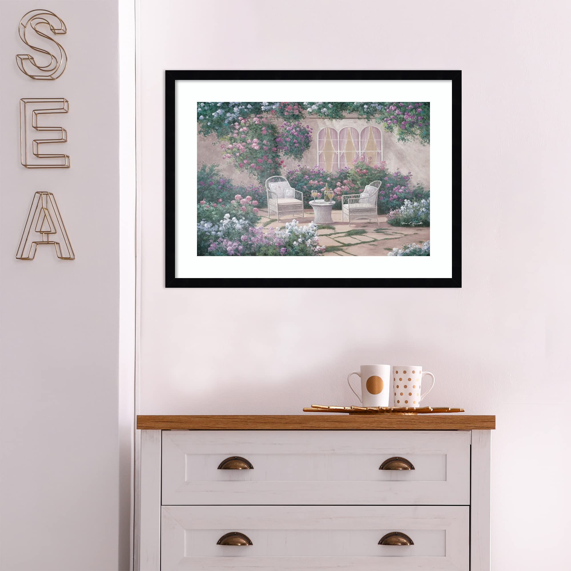 Amanti Art Framed Wall Art Print 19x25 - Diane Romanello Wine & Wicker Landscape Painting, Traditional Home Decor Poster for Living Room, Bedroom, Office | Perfect for Farmhouse, Rustic & Coastal Interior Design Styles