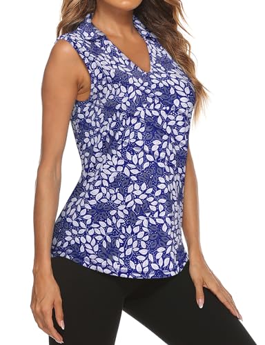 V Neck Blue Leaves